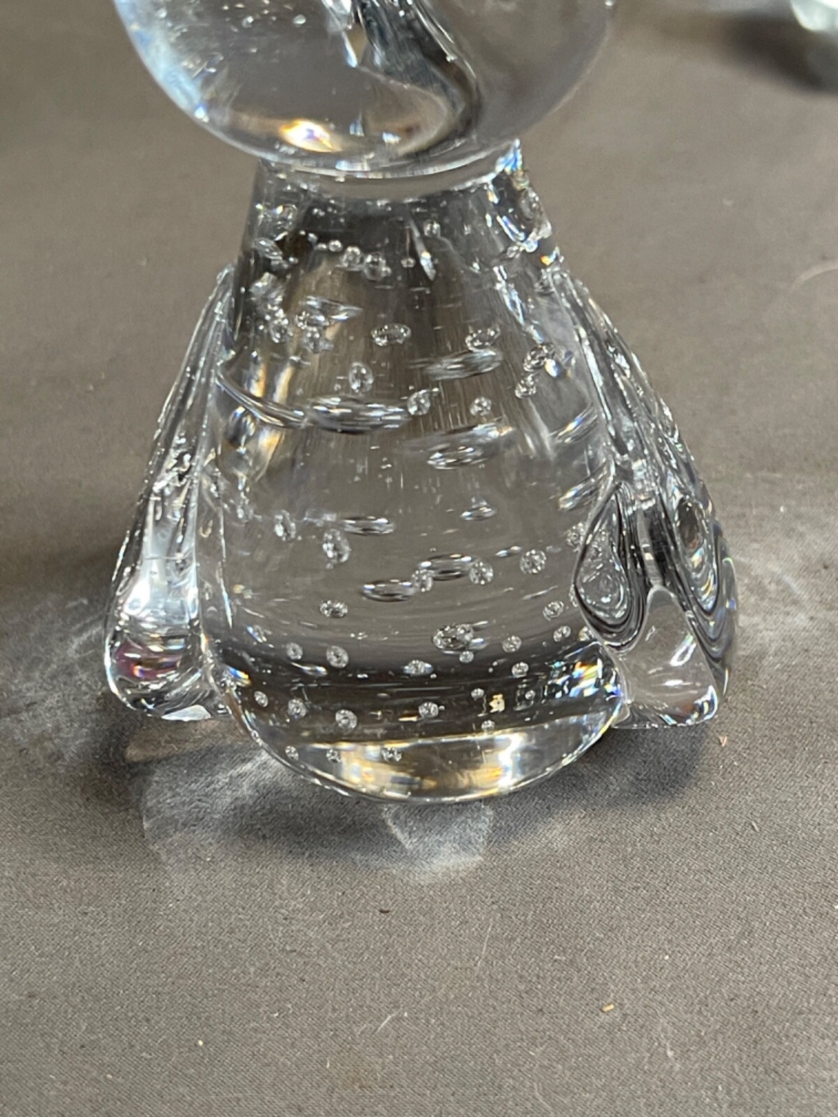 Vintage Fenton glass bear and Unbranded Owl Paperweights