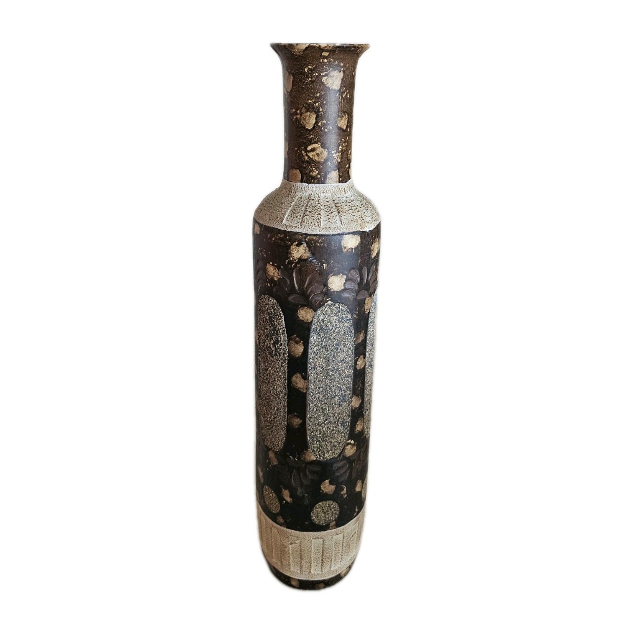 1960s Era Vintage Earthy Tall Pottery Vase Mid Century Modern