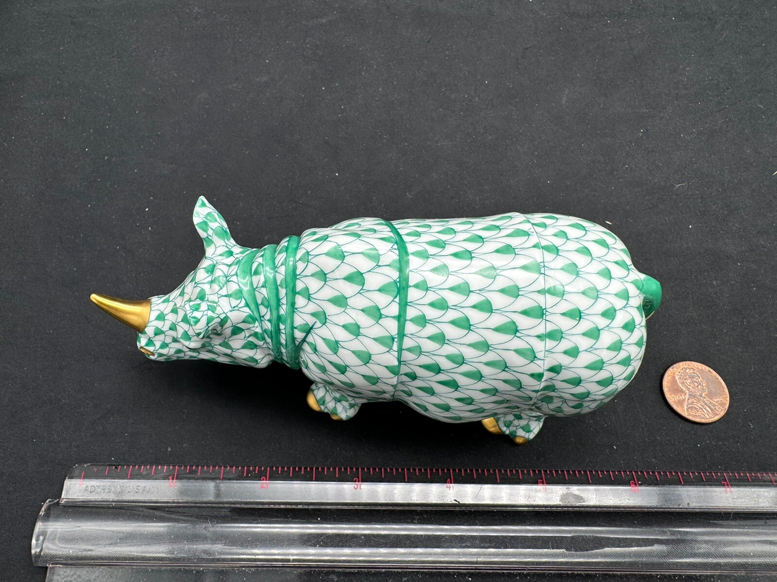 Herend Rhino Green Fishnet #15333