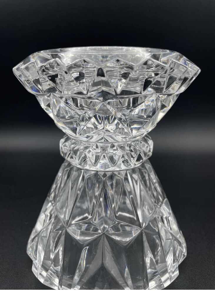 Vintage Mikasa Crystal Candle Holder Cut Glass MCM Glam 5” Votive