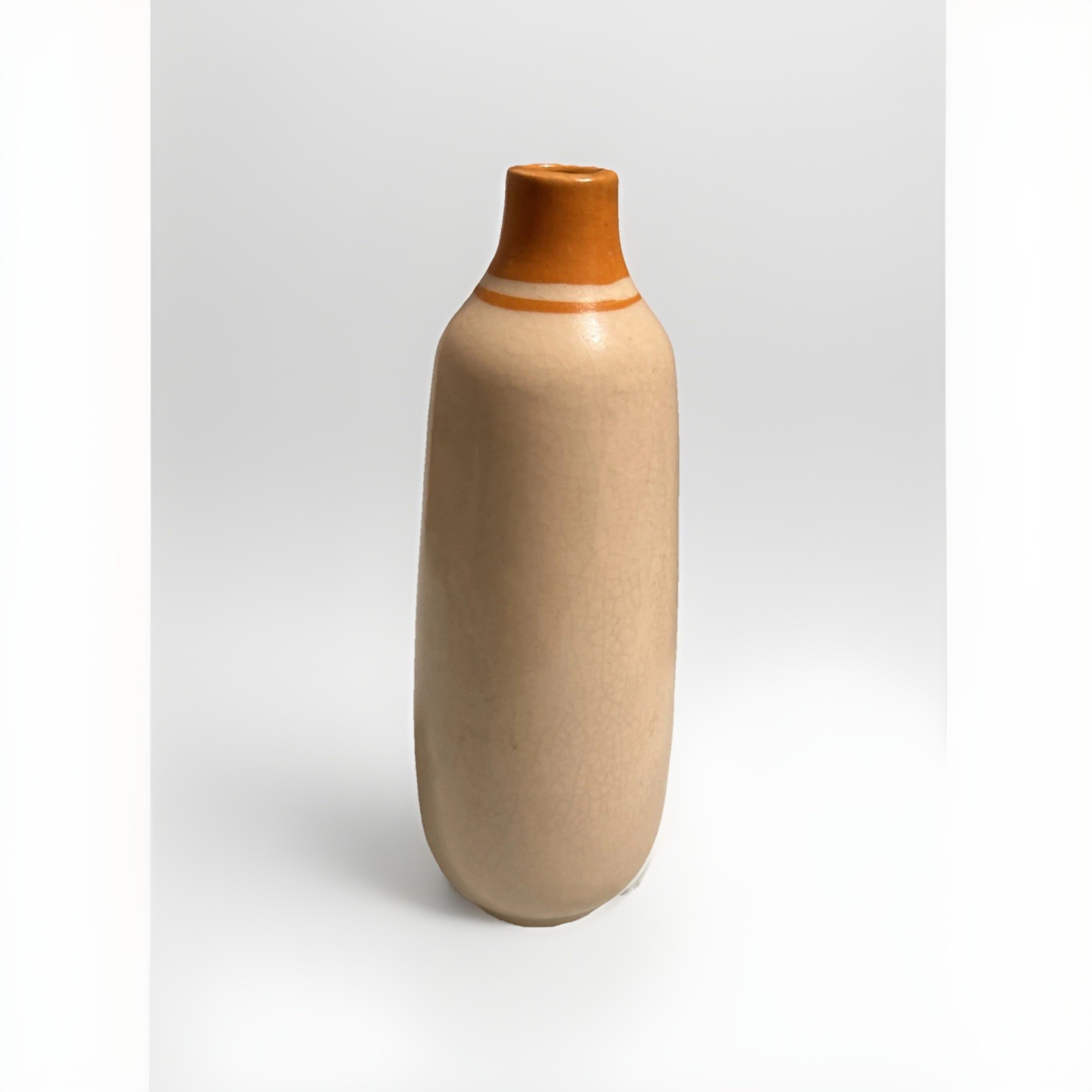 Pottery vase, beige,made in Japan