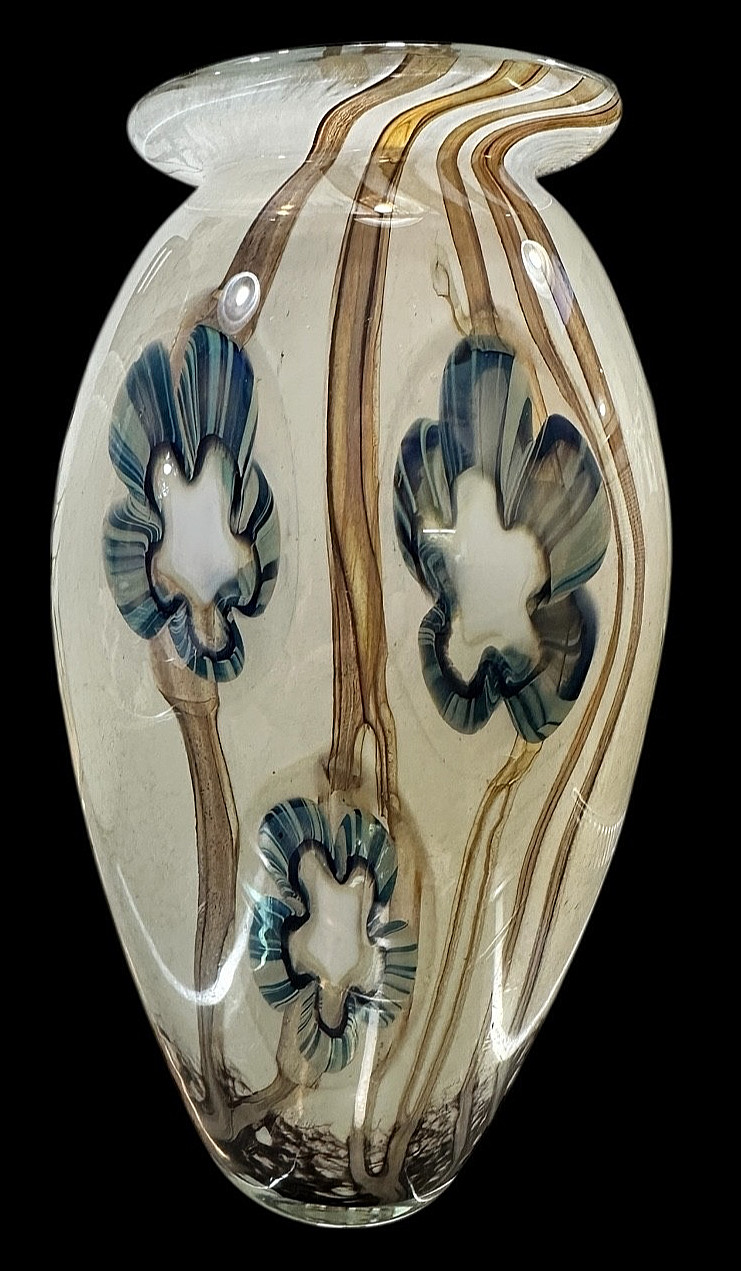 ROBERT EICKHOLT UNDER THE SEA UNDERWATER ANEMONE RARE ART GLASS VASE 2003