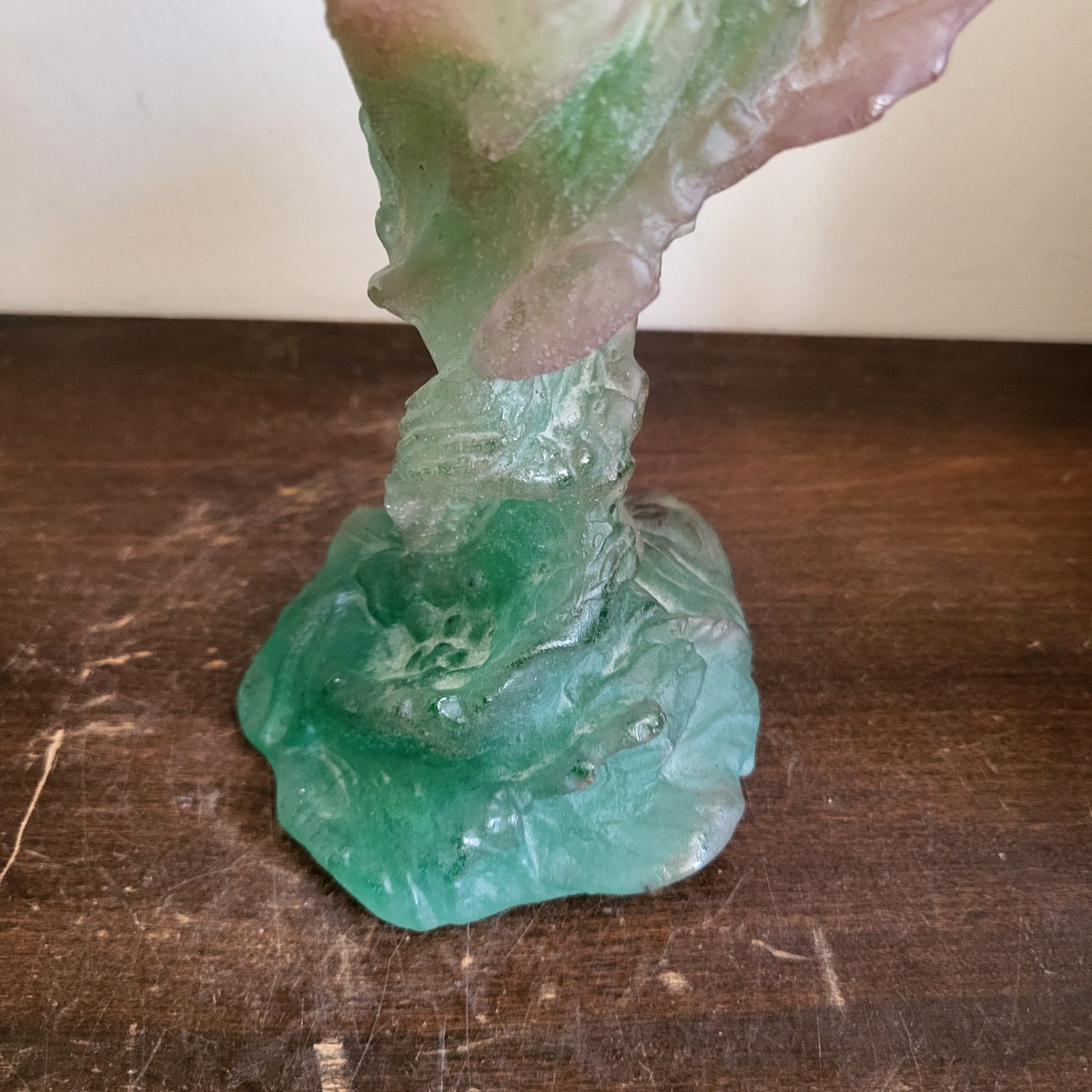 Vintage Daum France Pate De Verre Large Crystal Vase Flowers 13.5″