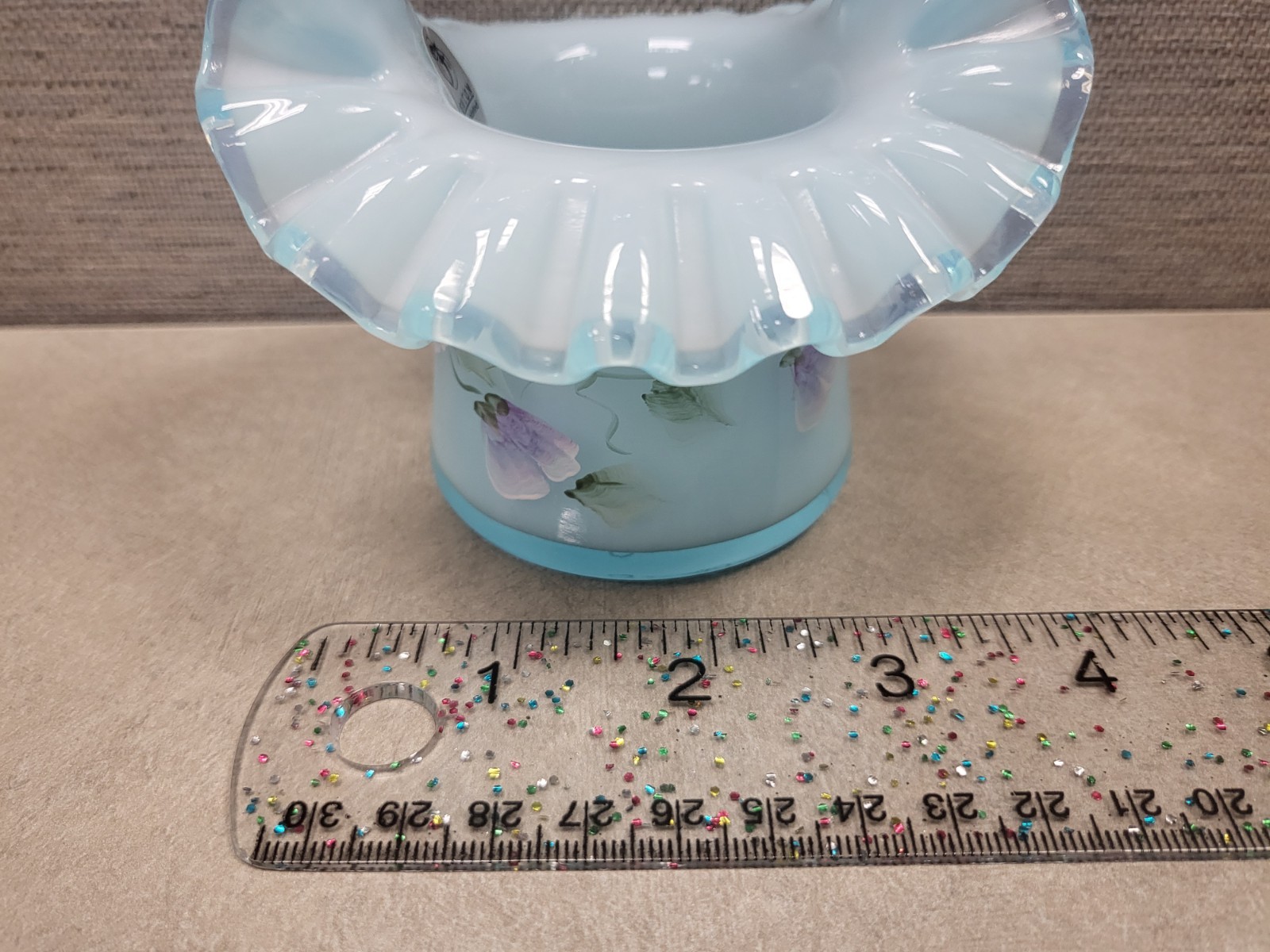 Fenton “Favorites” 2003 Light Blue Basket Hand-Painted Flowers Signed
