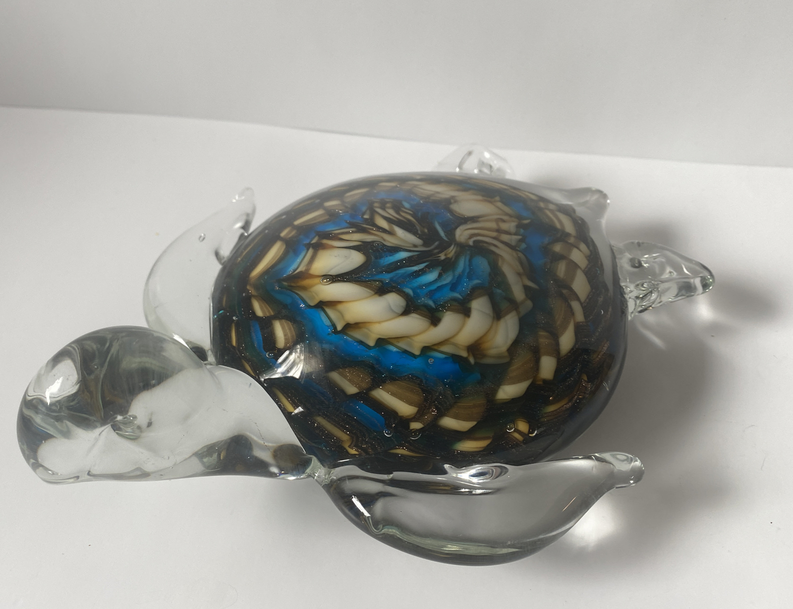 Sea Turtle Paperweight Murano Art Glass Gold Fleck