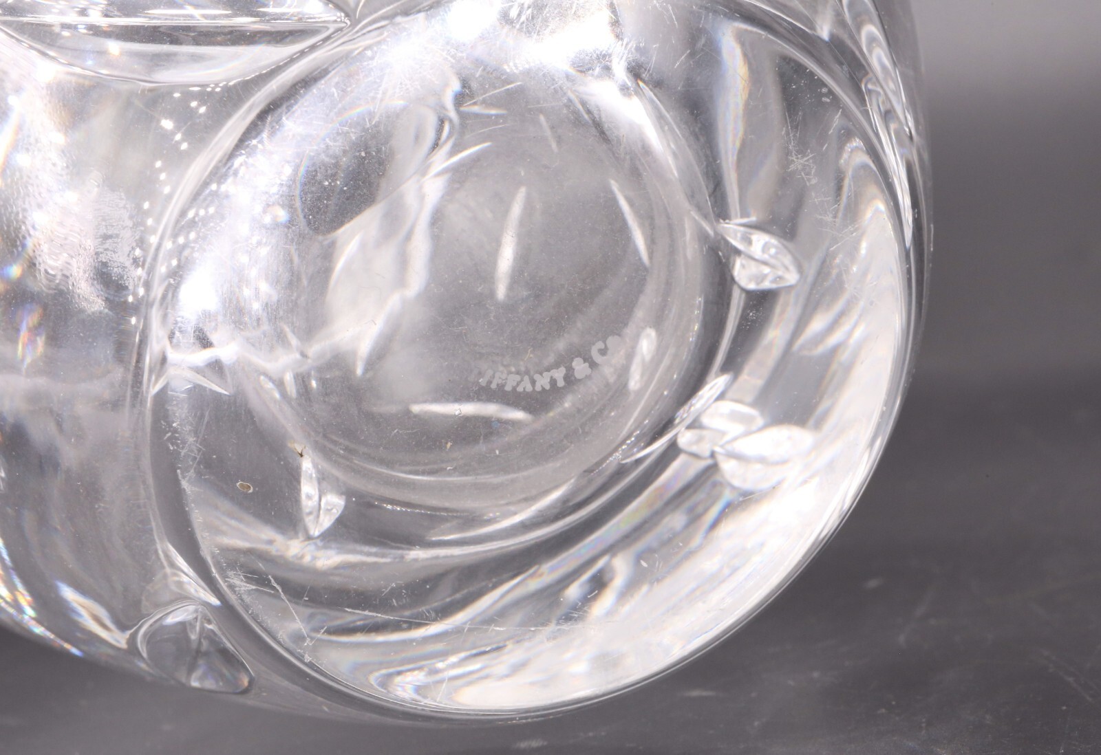 Huge Tiffany & Co Crystal Glass Vase Cut Leaves 12.25″ Tall 10lbs