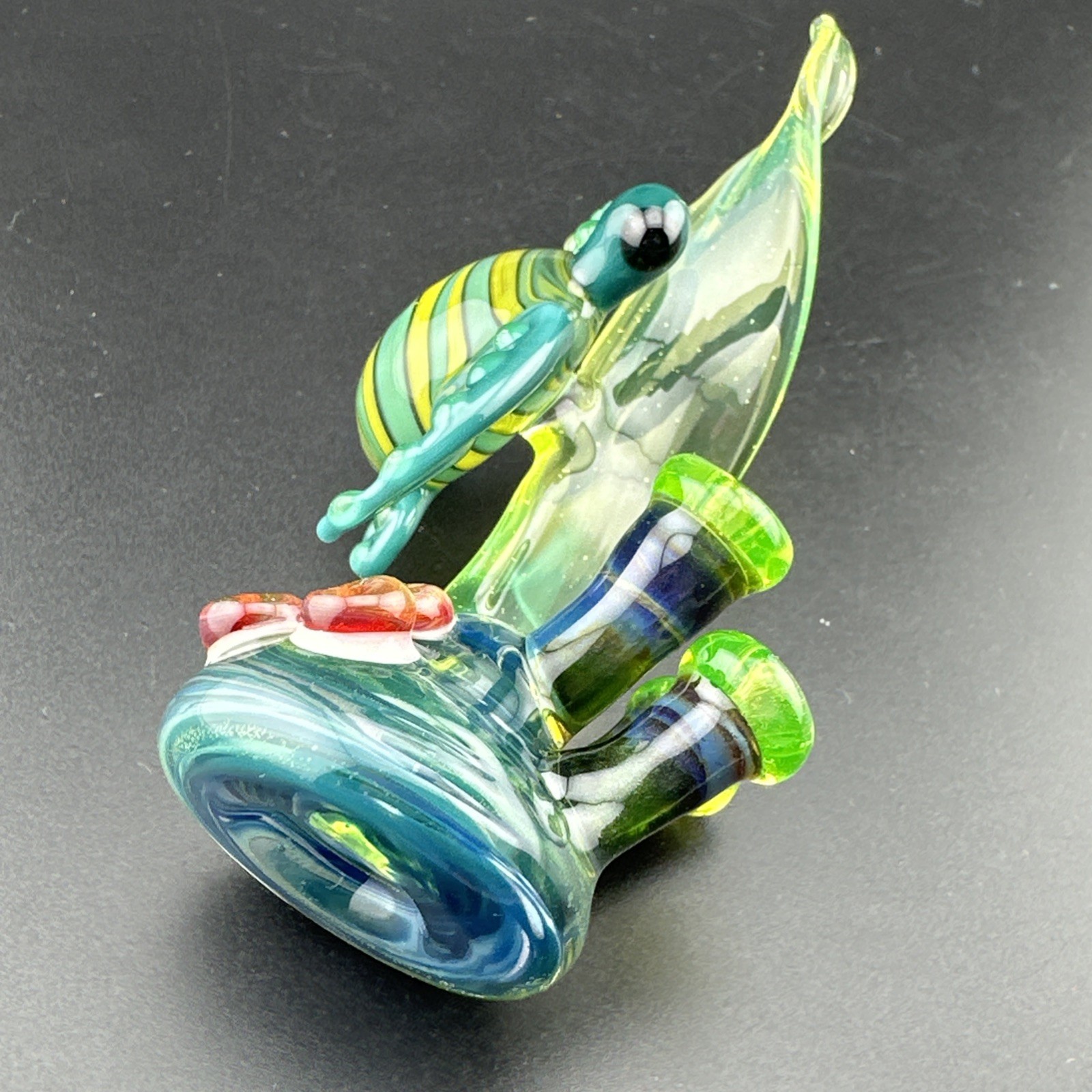 Handblown Uranium Glass Art Sea Turtle Nautical Sculpture UV Reactive Boro Glow