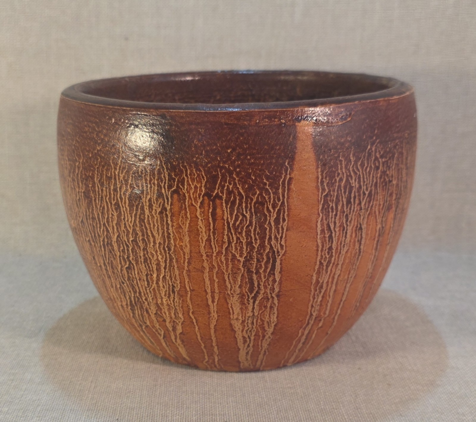 FAT LAVA Drip Glaze Handmade Orange Pottery Bowl Pot Planter Sculpture Vase