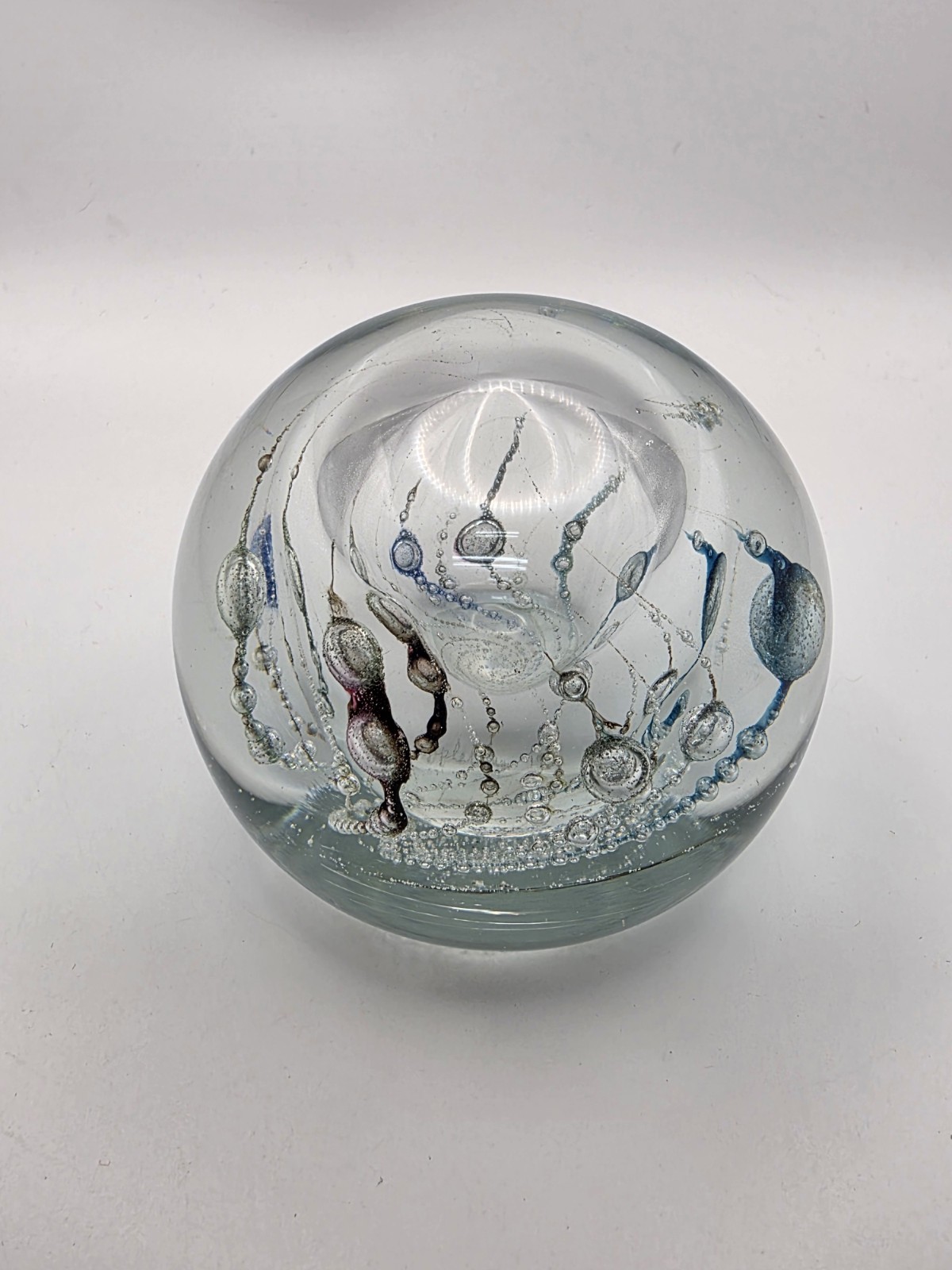Vintage Leon Applebaum Blown Glass Paperweight Signed 1981 Multicolor