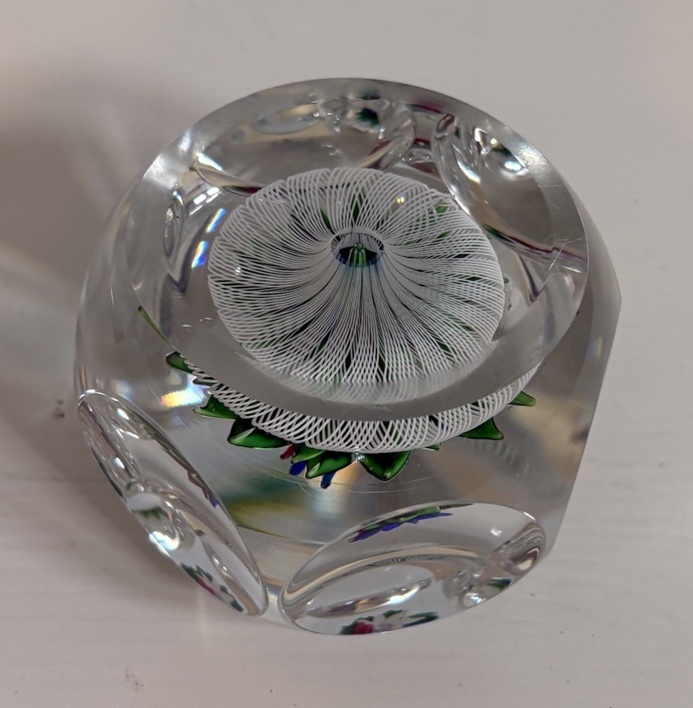 Saint Louis Crystal France 1978 Lampwork Floral Bouquet Paperweight