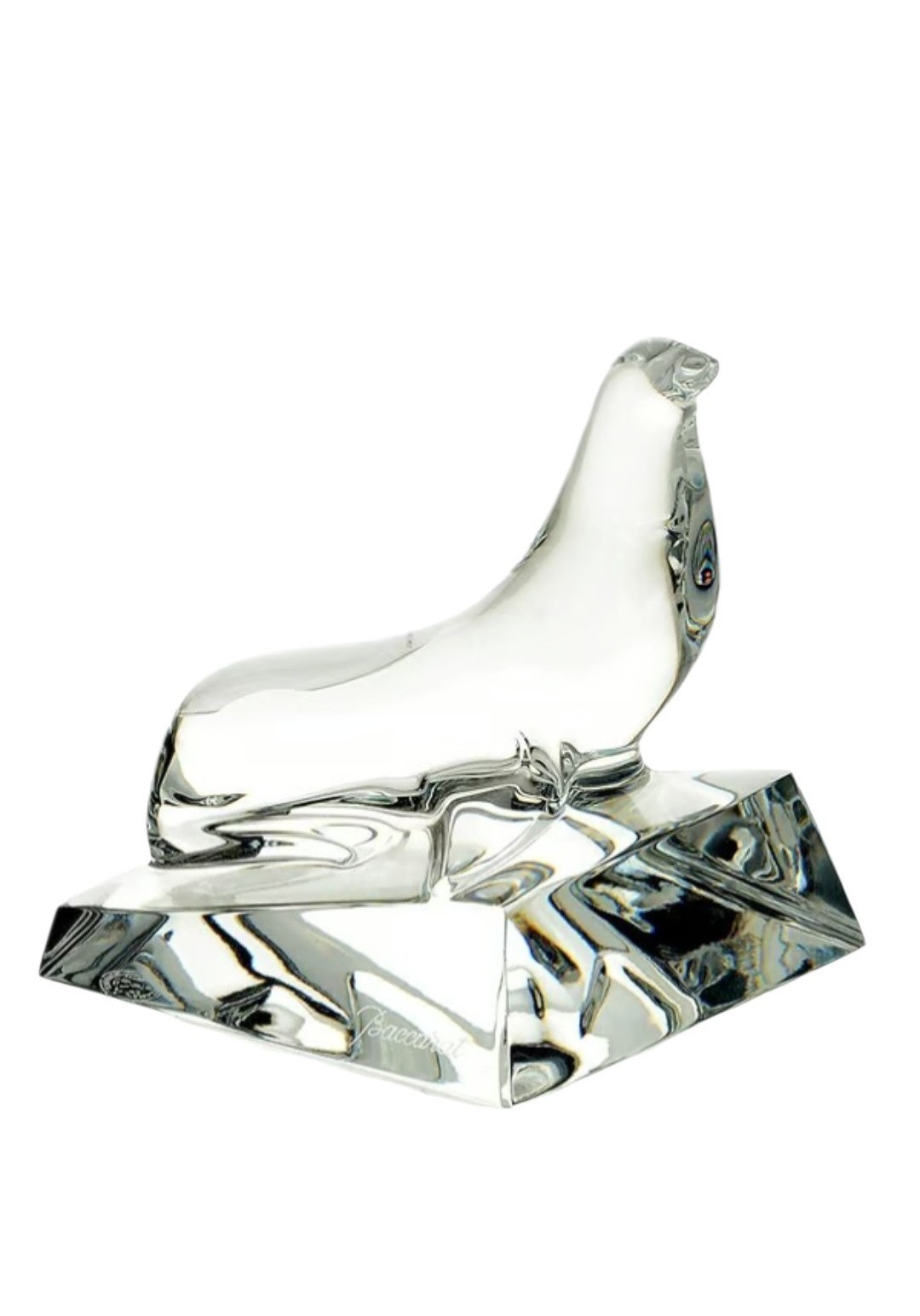 Baccarat Clear Crystal Seal Resting On An Iceberg – Retired Piece