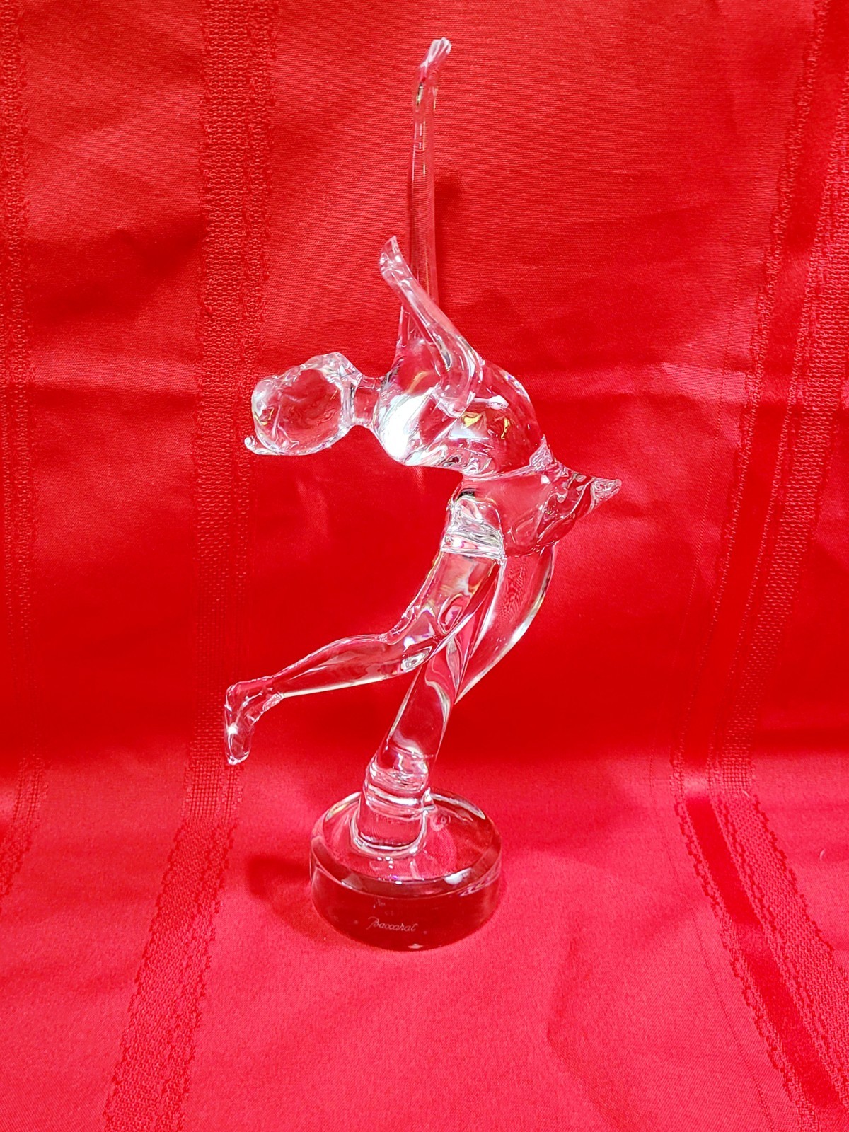Baccarat France Crystal Ice Skater Lady Figurine Sculpture 11.75″ Signed