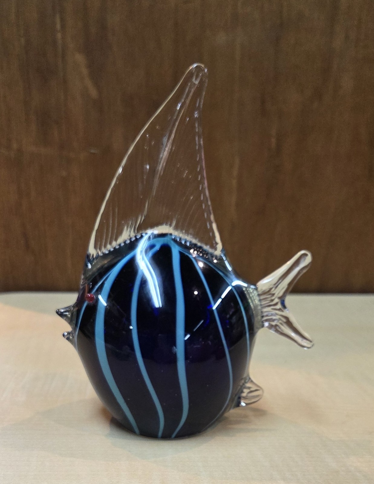 Vintage MCM Hand Blown Art Glass Angelfish Figurine Murano Style Paperweight