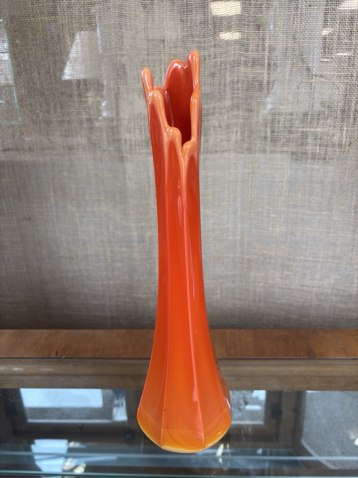 L.E. Smith Bittersweet Swung Vase, 8 Panel, 14”