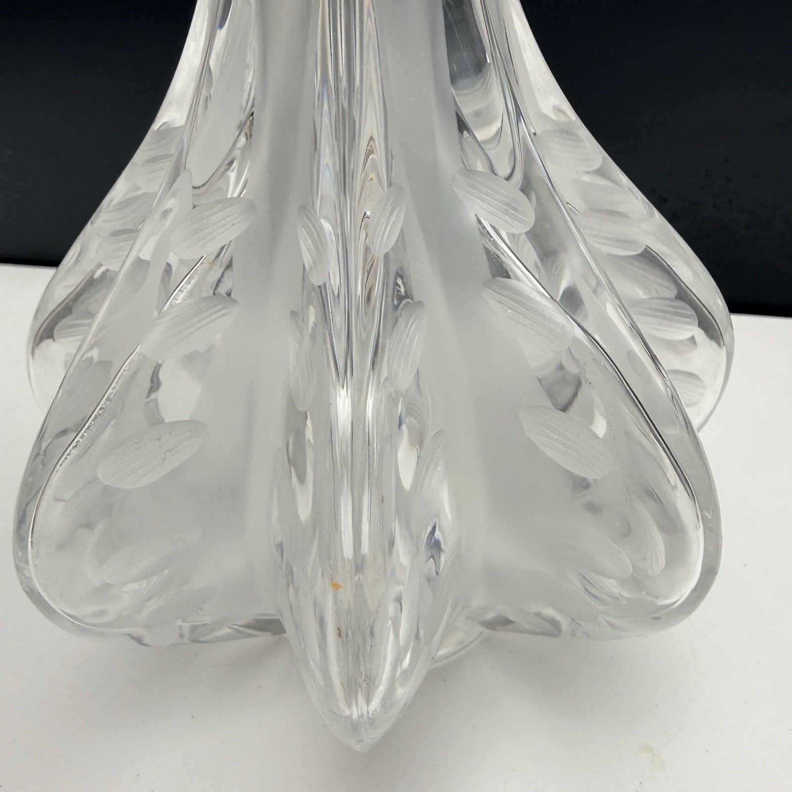 Lalique Frosted Claude Vase Vintage France Crystal 12.25″ Restored Top