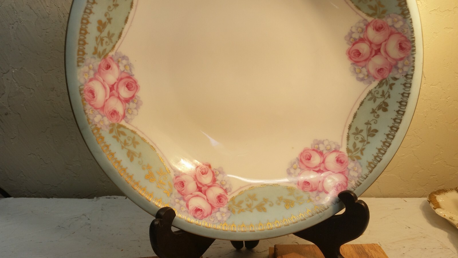 R S GERMANY BERRY SET 7 PC. DECORATED w/PINK FLOWERS