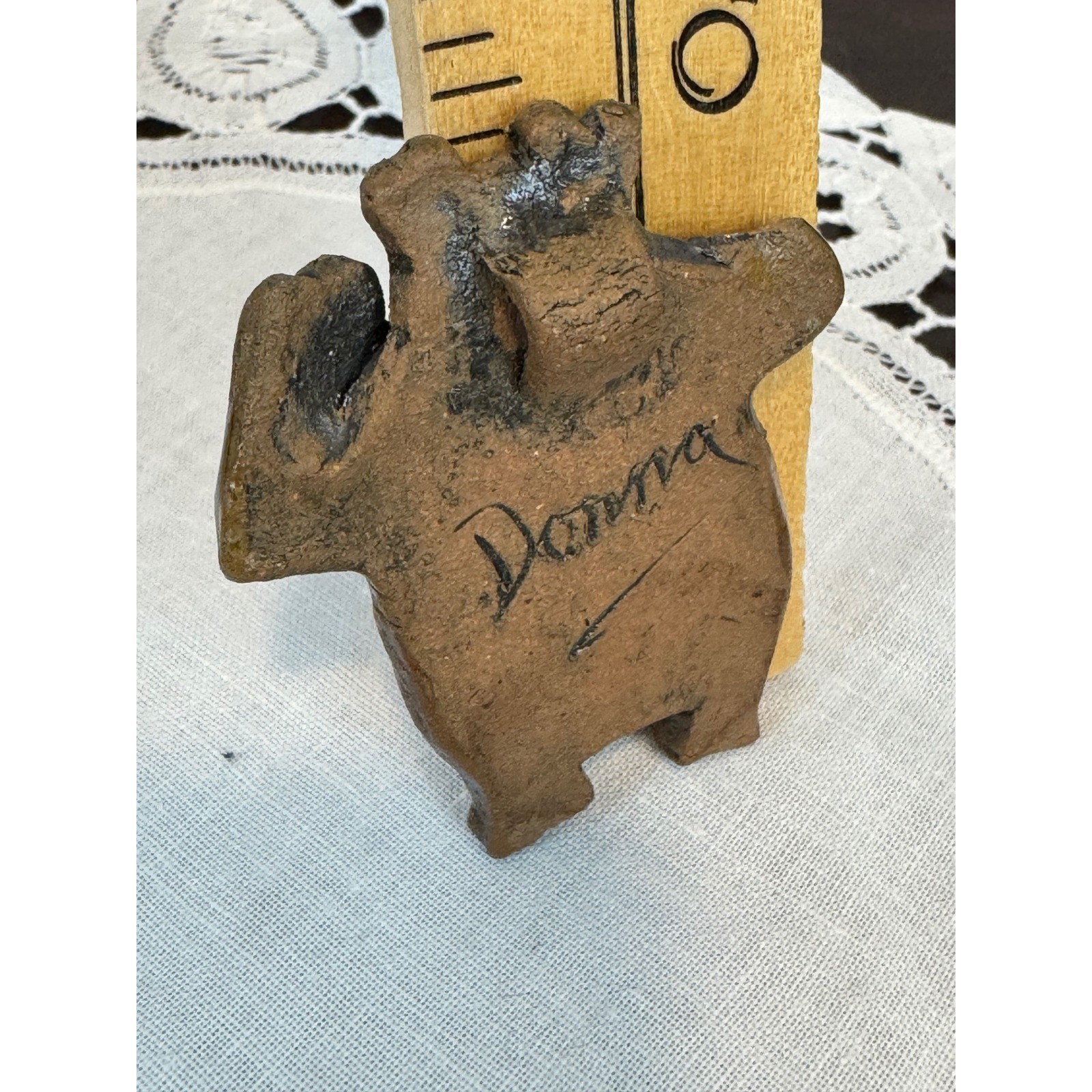Donna Signed Studio Pottery Whimsical Character Figurine Jewelry Charm