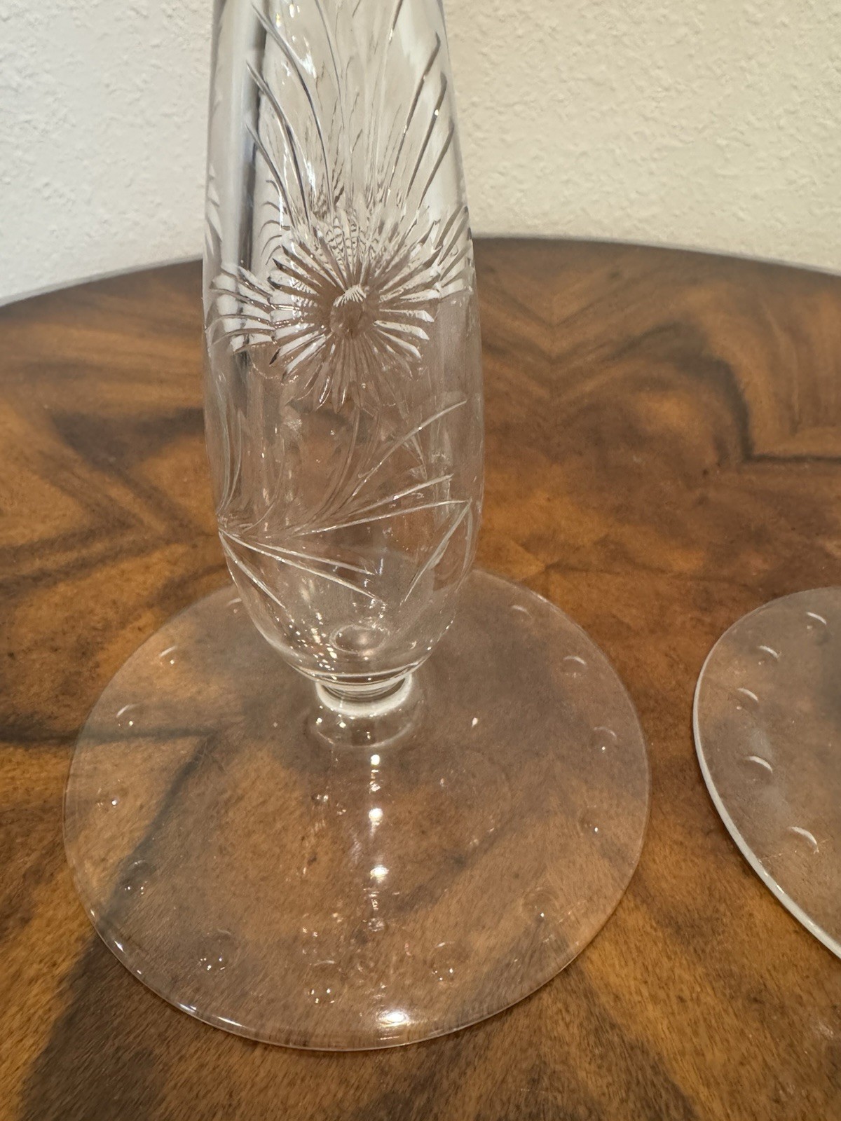 Pair Hawkes American Brilliant Cut Candle Holders Signed