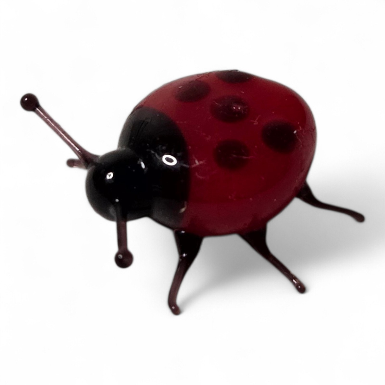 Vintage Murano Style Glass Ladybug Miniature Hand Blown Art Glass Bug Figurine