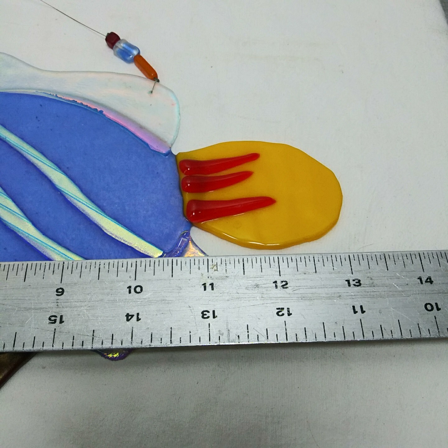 Handmade Iridescent Fused Glass Art Fish Suncatcher Window Wall Hanging 13″