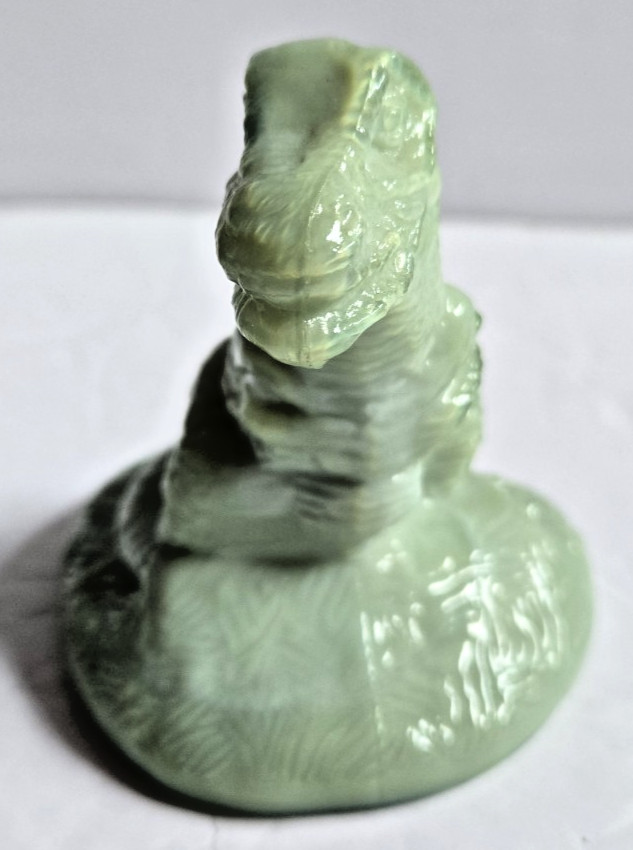 Boyd’s Crystal Art Glass Rex The Dinosaur Figurine Green Slag Glass Vintage