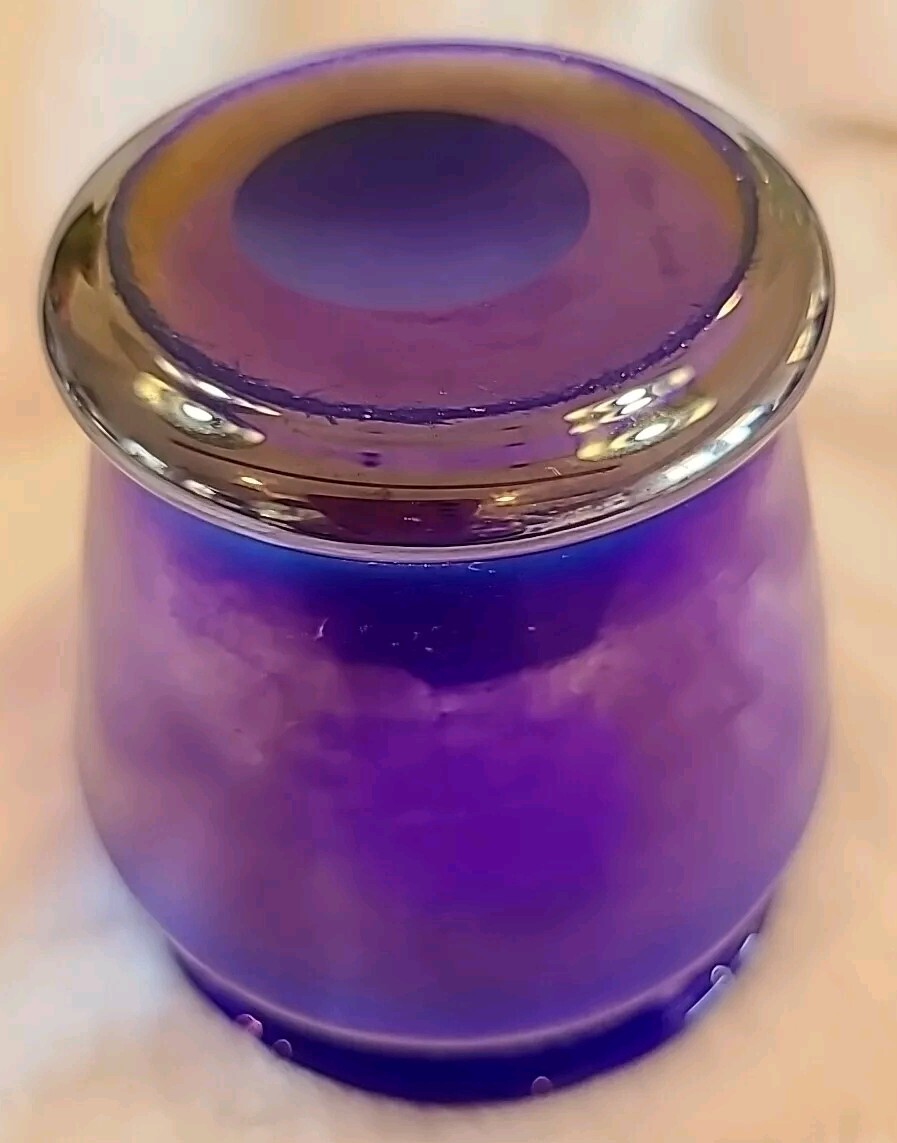 VIntage Vase Iridescent Cobalt Blue / Purple Flaired Rim Thick Art Pastel Glass