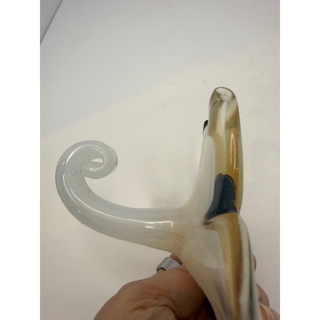 Murano Glass Lilly shaped flower curved stem paper weight White Italy Glass