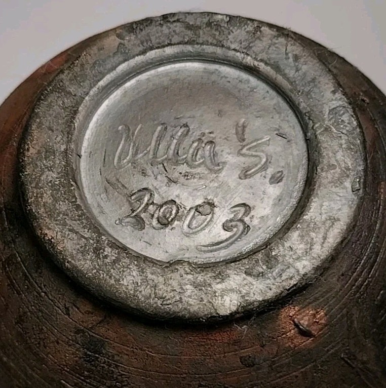 VTG ~ Ulla S. ~ Raku Studio Art Pottery Vase Signed & Dated 7”x7″ Immaculate!!!