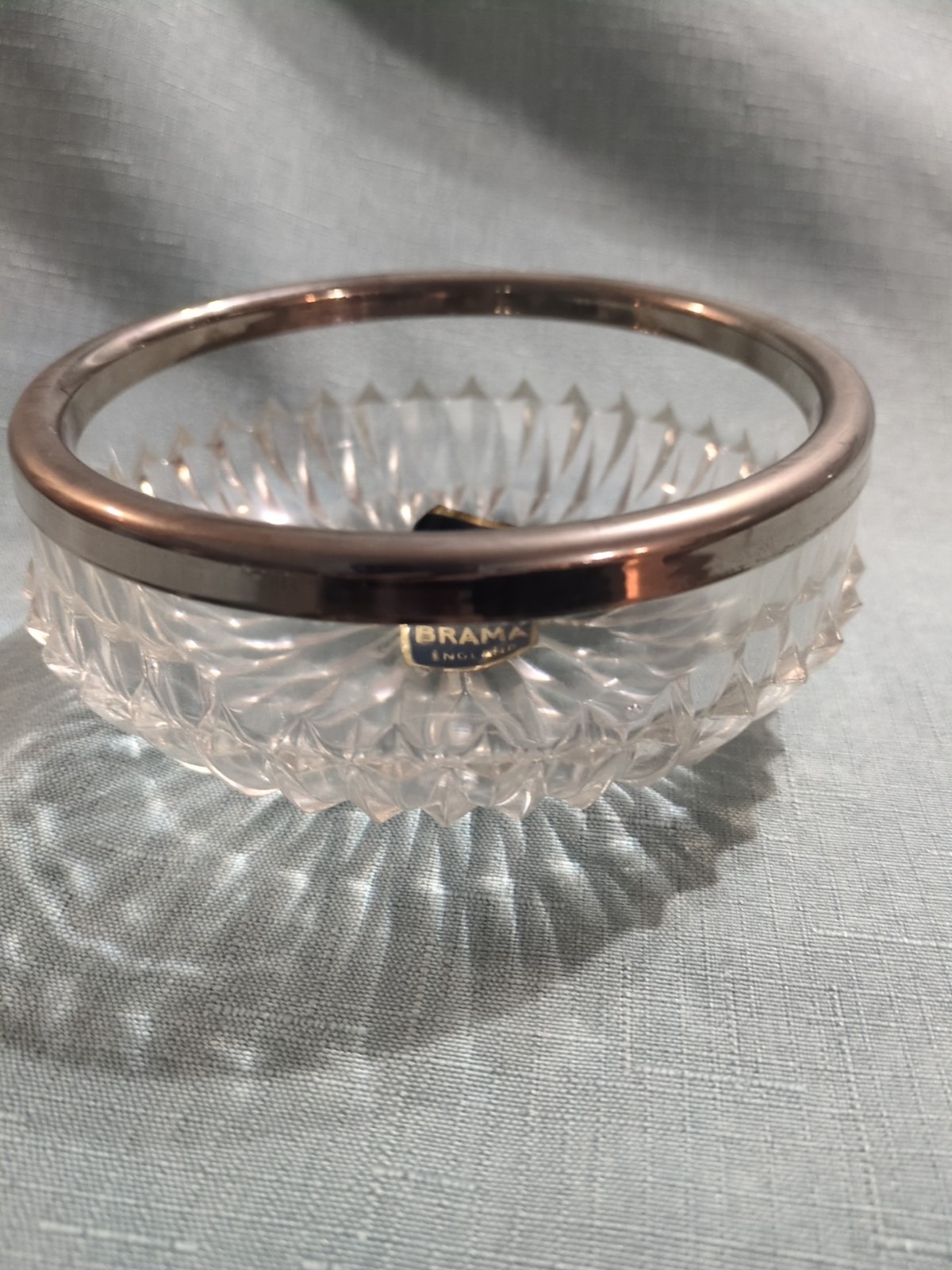 ANTIQUE VINTAGE HAND MADE CRYSTAL CUP/BOWL BRAMA ENGLAND VERY UNIQUE 5″X2″