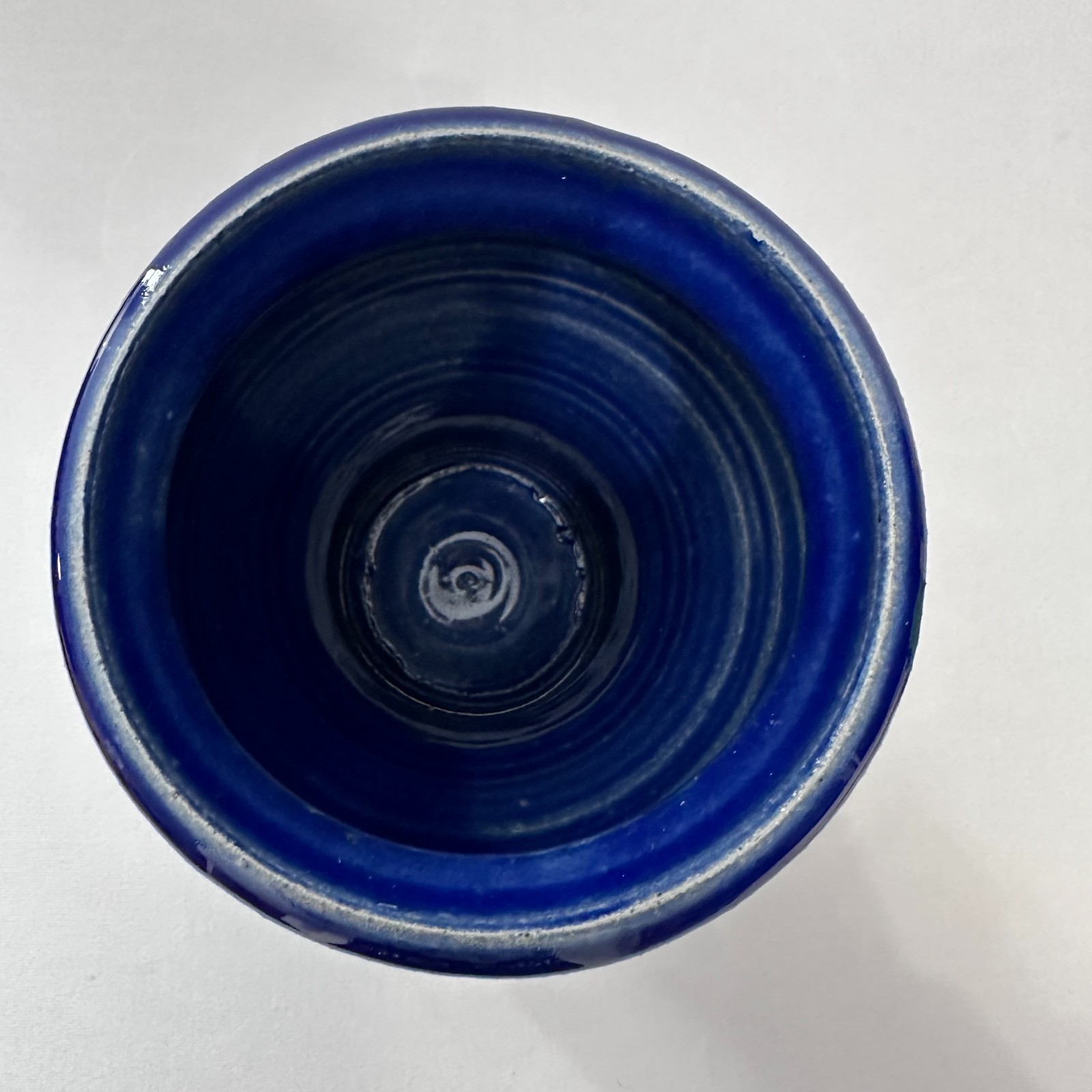 Handthrown Clay Pottery Vase by Signed Kevin Chance 8/97 Glazed Blue/Black/Gray