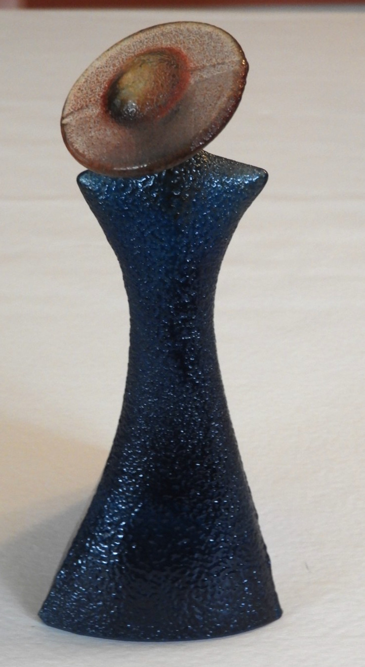 Kosta Boda K Engman Signed Catwalk series Red and Blue Art Glass Figure