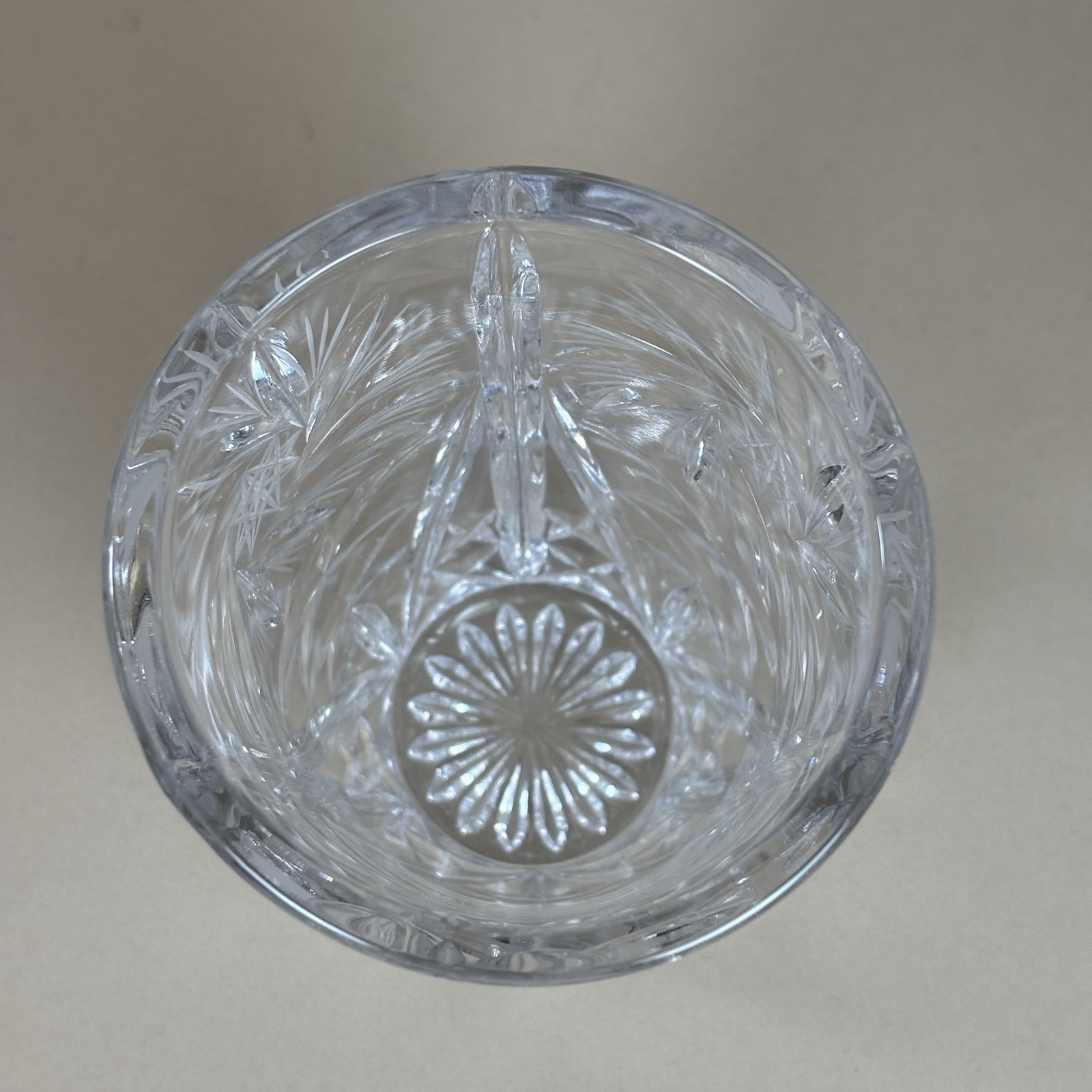 Crystal Cut Vintage Glass Vase ~ Starburst Design, Pinwheel 8” Tall