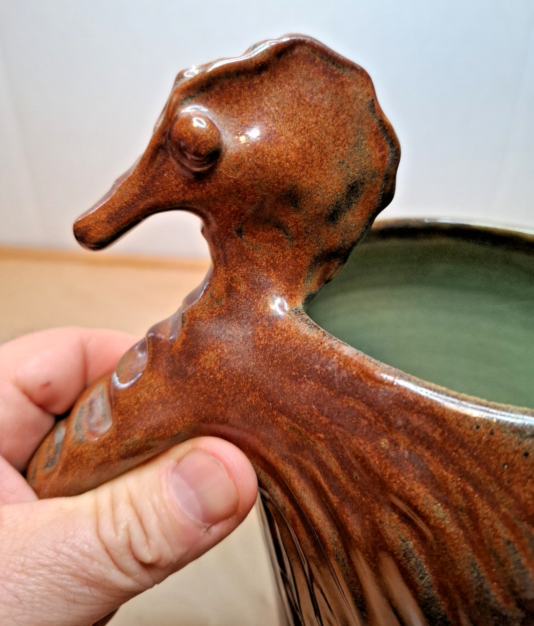 Ruben Ruiz Pottery Signed Pitcher Nautical Seahorse Coral Barnacles Vase Rare