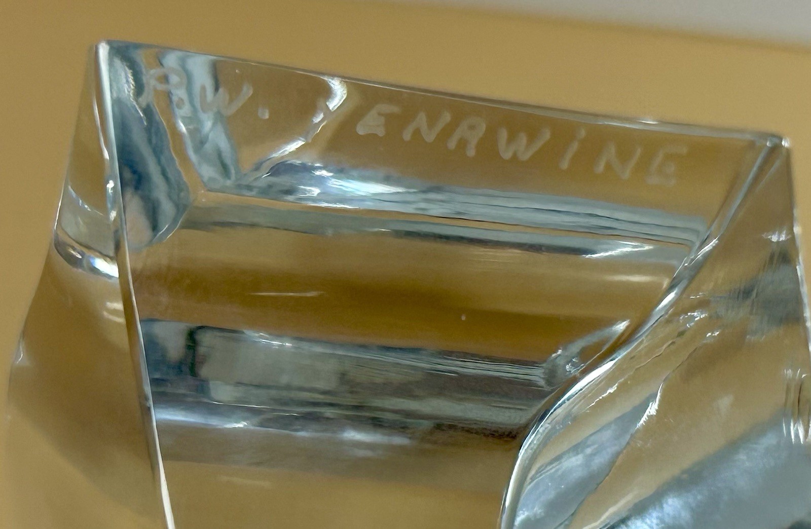 Signed Daum France Crystal Heart Paperweight by P.W. Yenawine