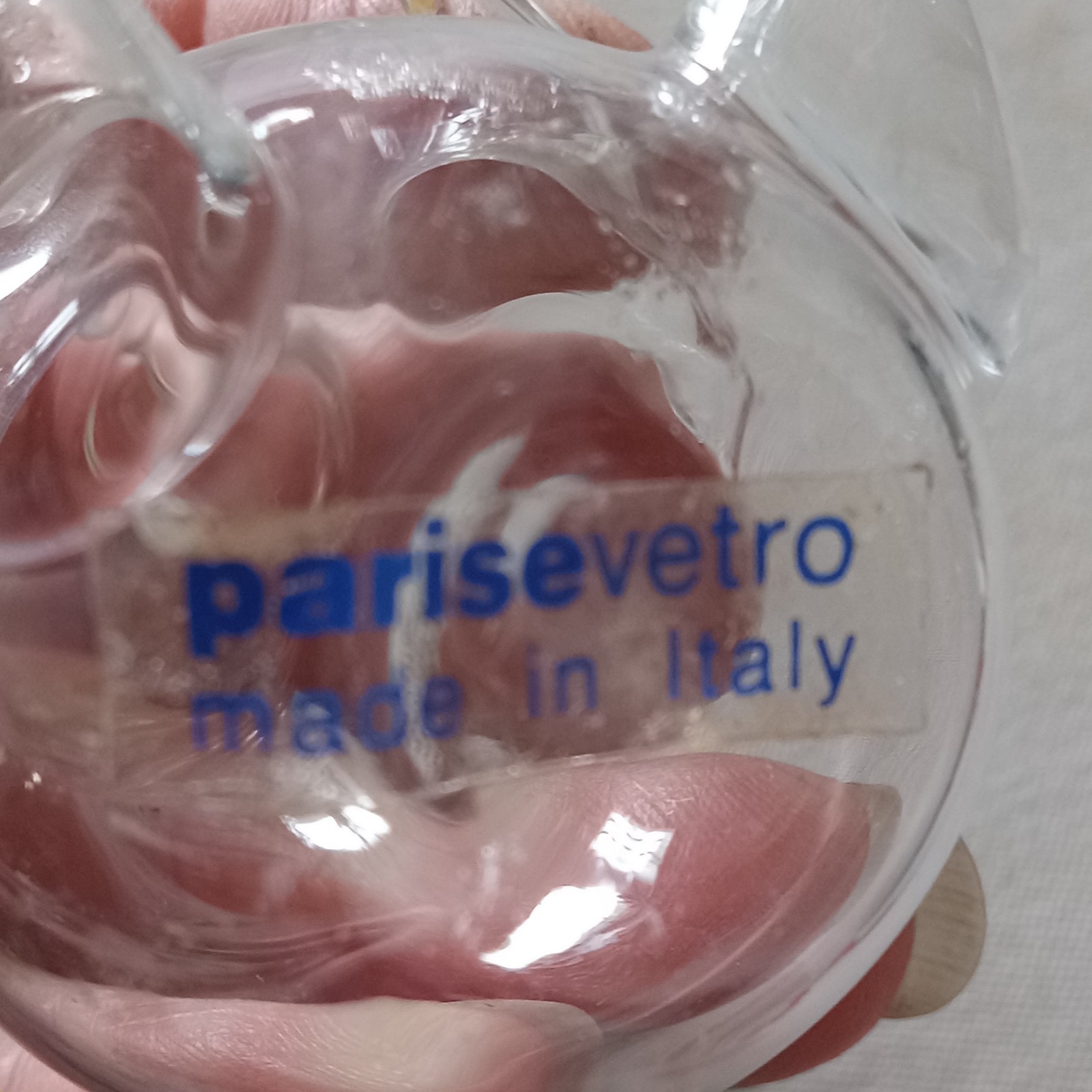 Parise Vetro Italy Small Handblown Clear Glass Teddy Animal 2.75″ Delicate