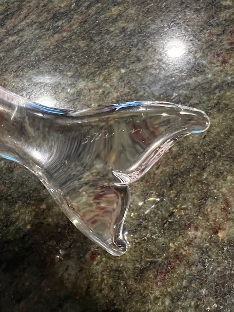 Steuben Crystal Porpoise Dolphin Sculpture 6″ Signed – Lloyd Atkins Ships FREE