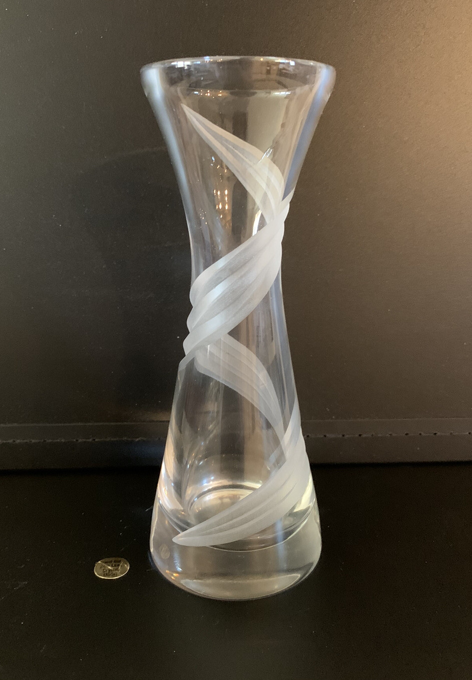 Lead Crystal Vase Hand Cut Etched 6.5″ tall clear Hand Cut