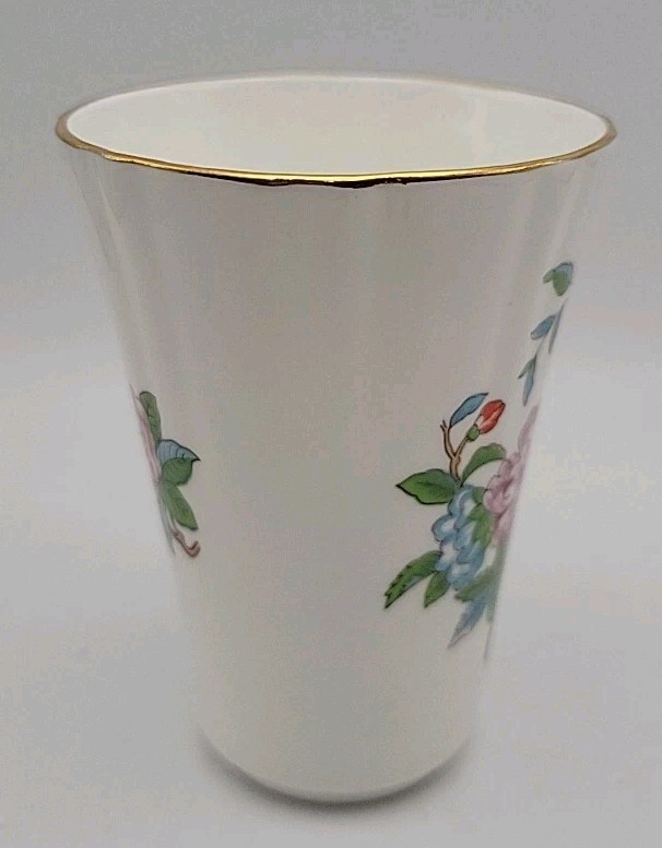 Aynsley “Pembroke” Fine Bone China~Small Vase~Vtg~Made In England~flowers&bird
