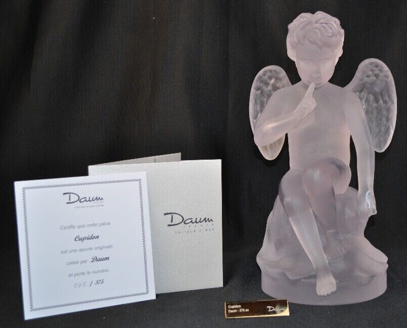 DAUM Crystal Cupidon Cupid Figurine Limited Edition Signed with COA NIB