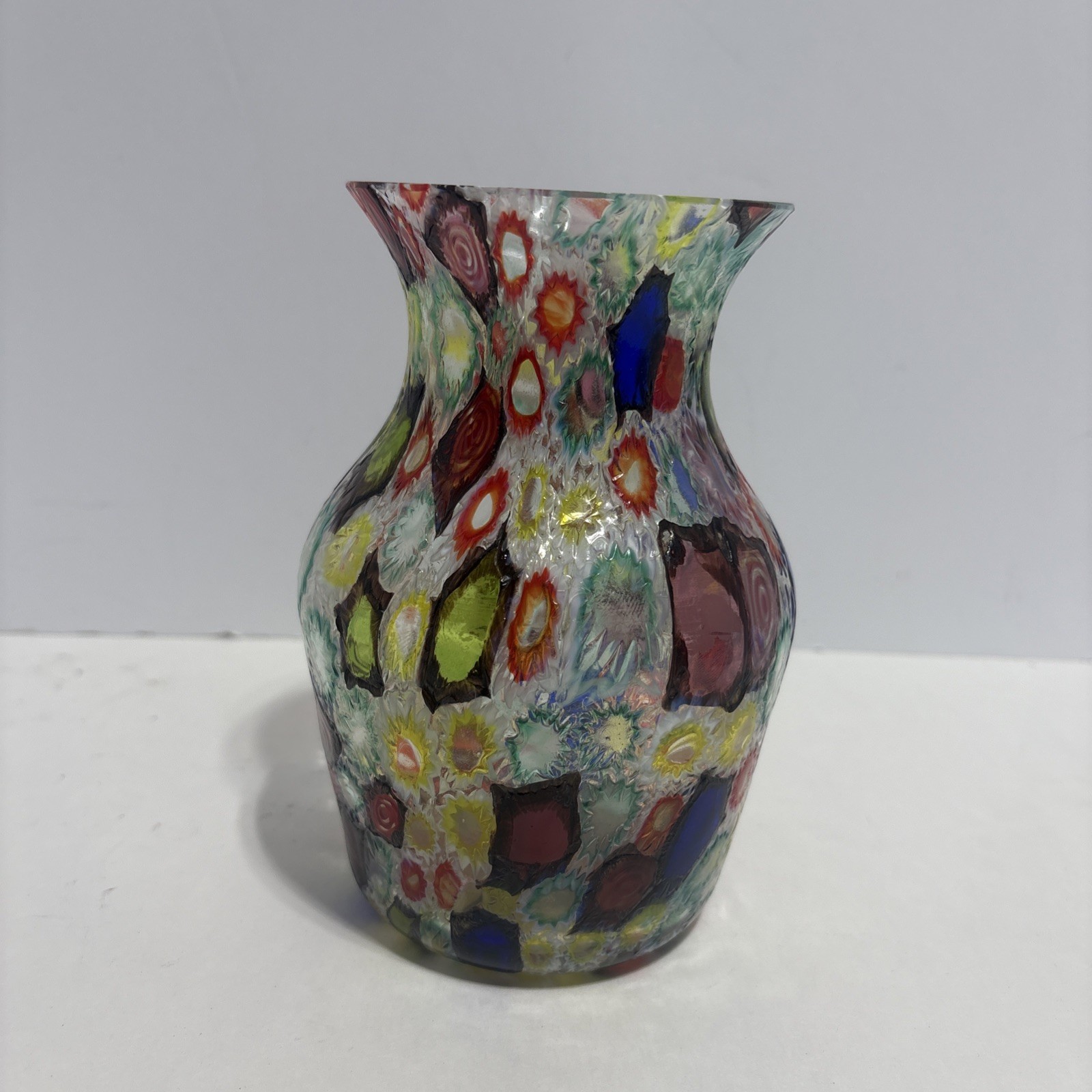 Fratelli Toso Murano Millefiori Flower Star Opal Mosaic Italian Art Glass 6.5″