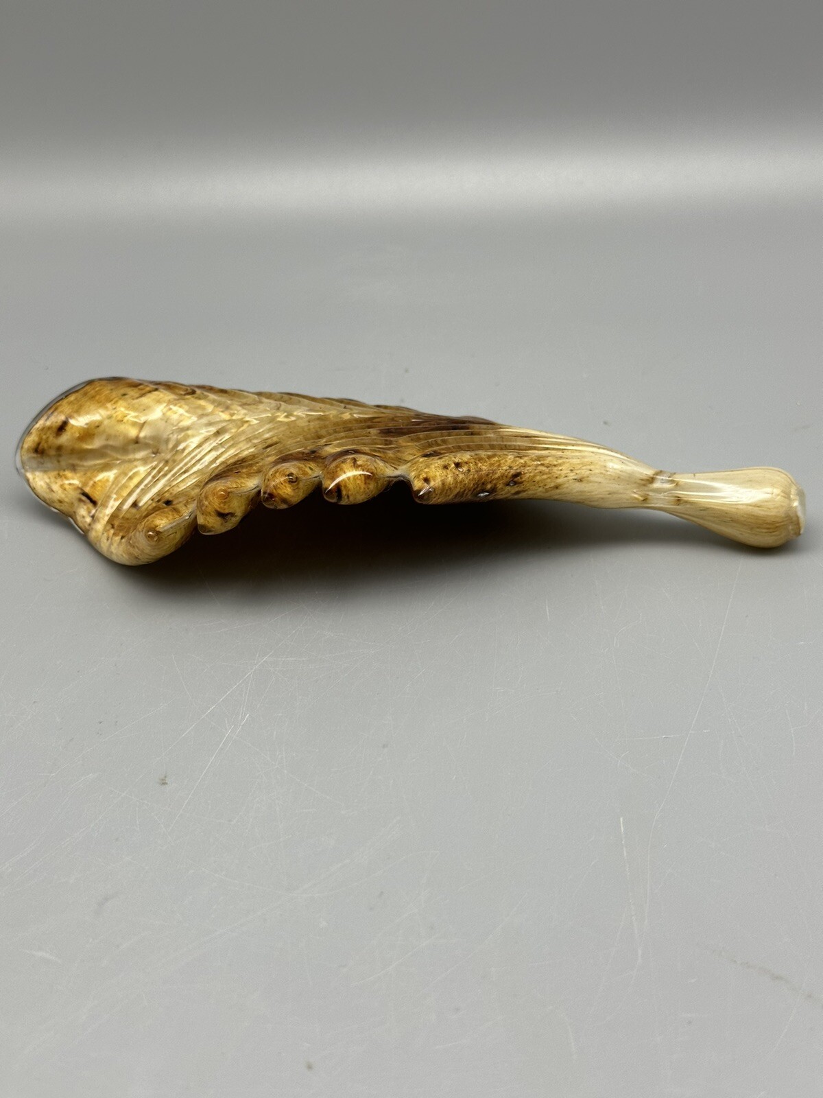 Art Glass Leaf Paperweight or Decorate Piece Brown and Cream Murano Like (3B x9)