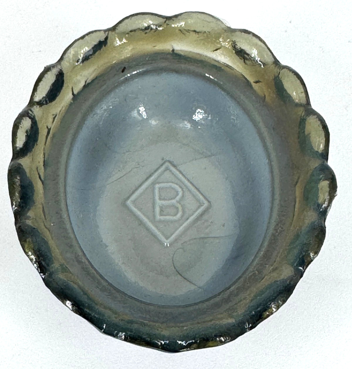 1983 Boyd Glass VIOLET SLATE Swirl Slag Hen On Nest Covered Salt Cellar 53