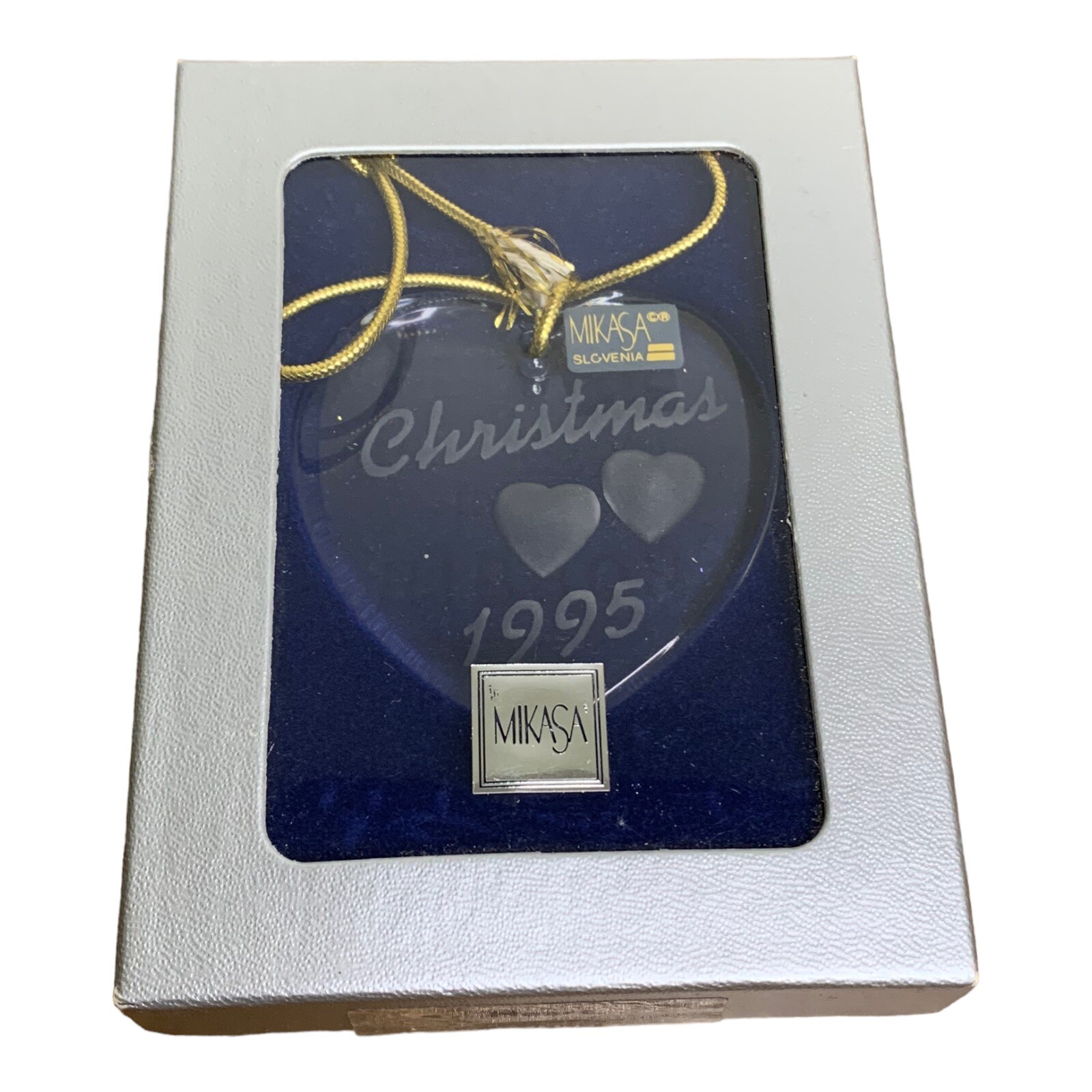 Mikasa 1995 Heart Christmas Ornament Etched Glass Solvenia – EXCELLENT