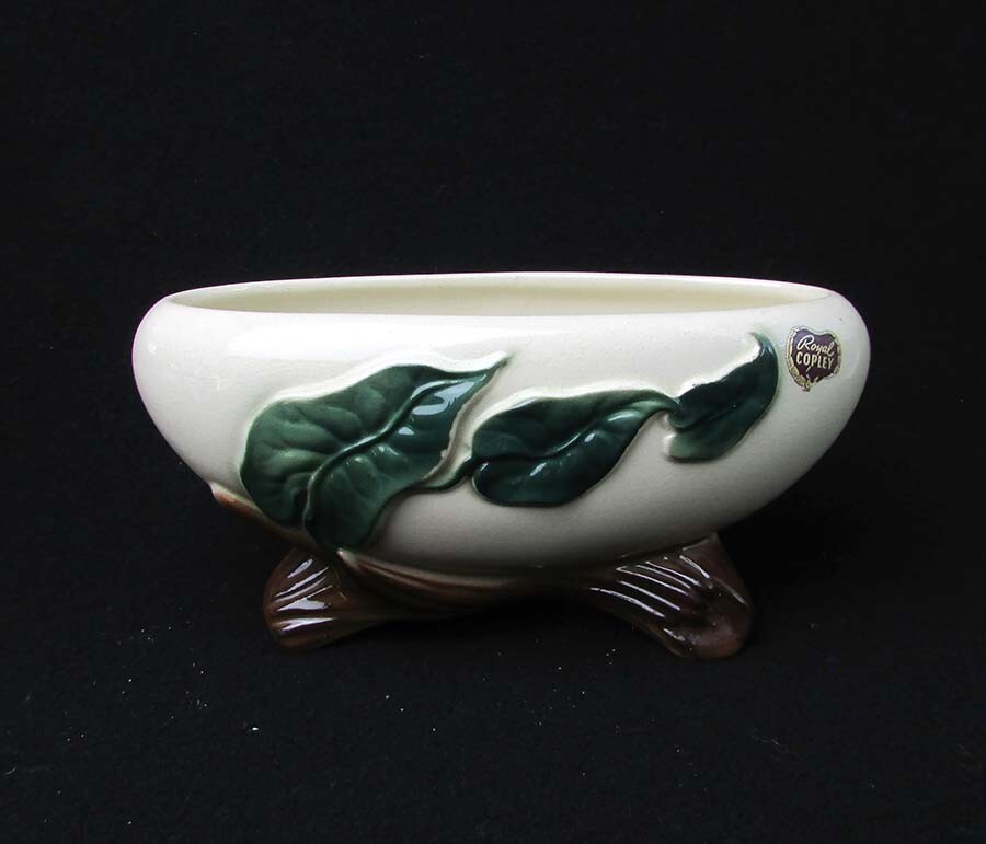 Royal Copley Vintage Footed Philodendron Art Deco MCM Planter Ivy Leaves Branch