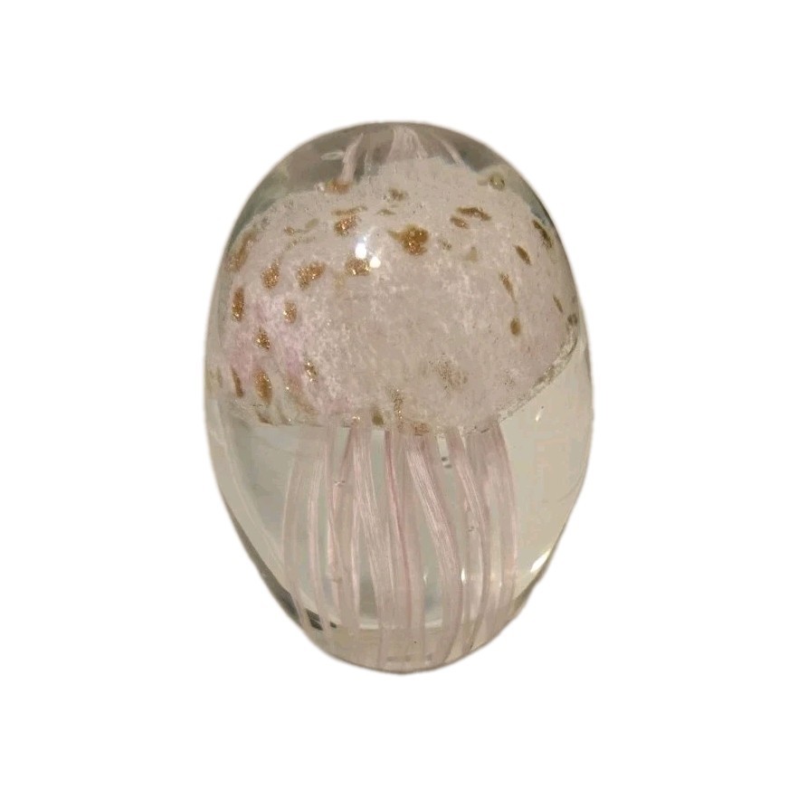 Paperweight Art Glass Jellyfish Glows Under Black Light Teal Green Mermaidcore