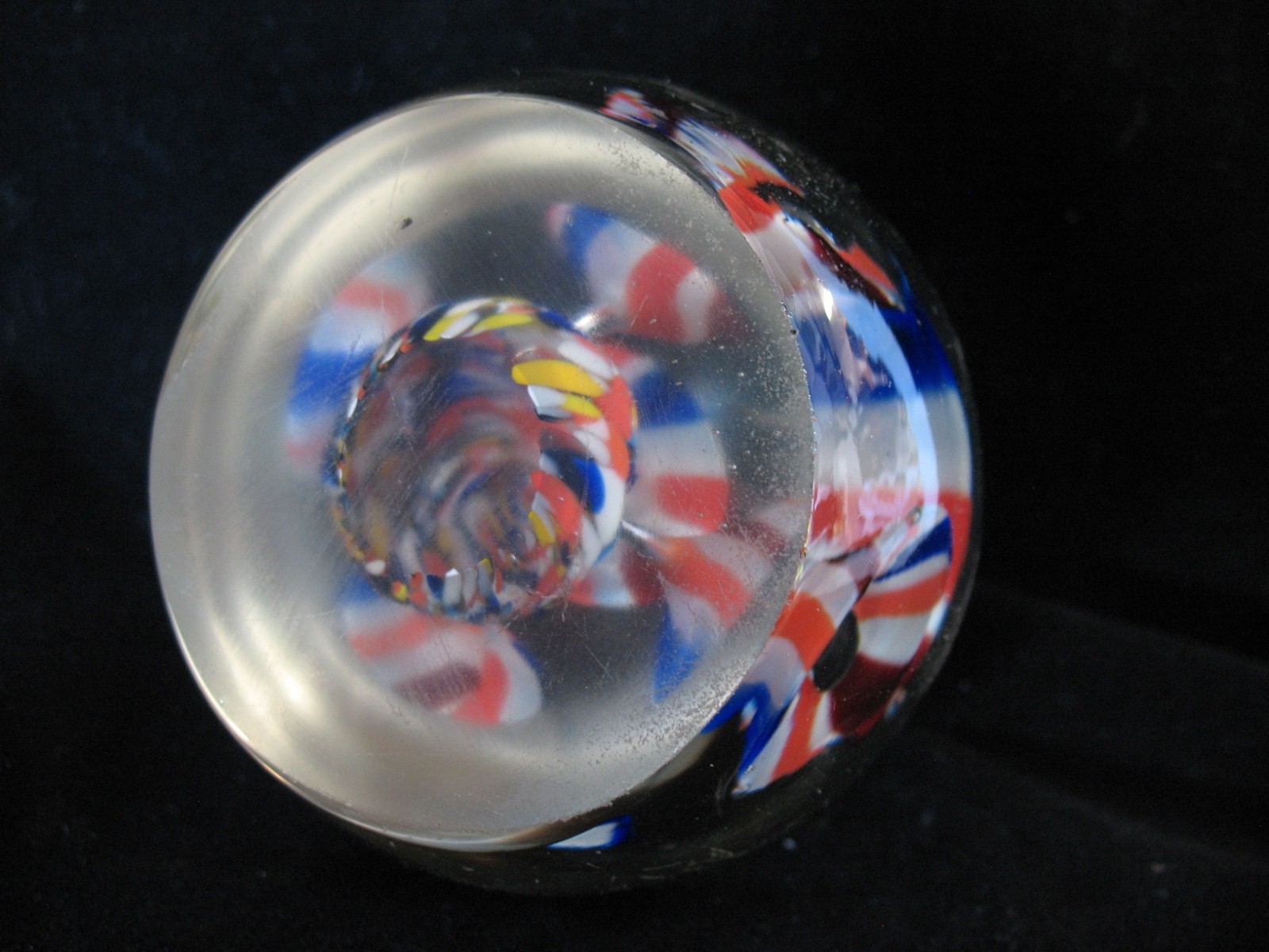 Vintage Red White and Blue Trumpet Art Glass Paperweight Solid Heavy