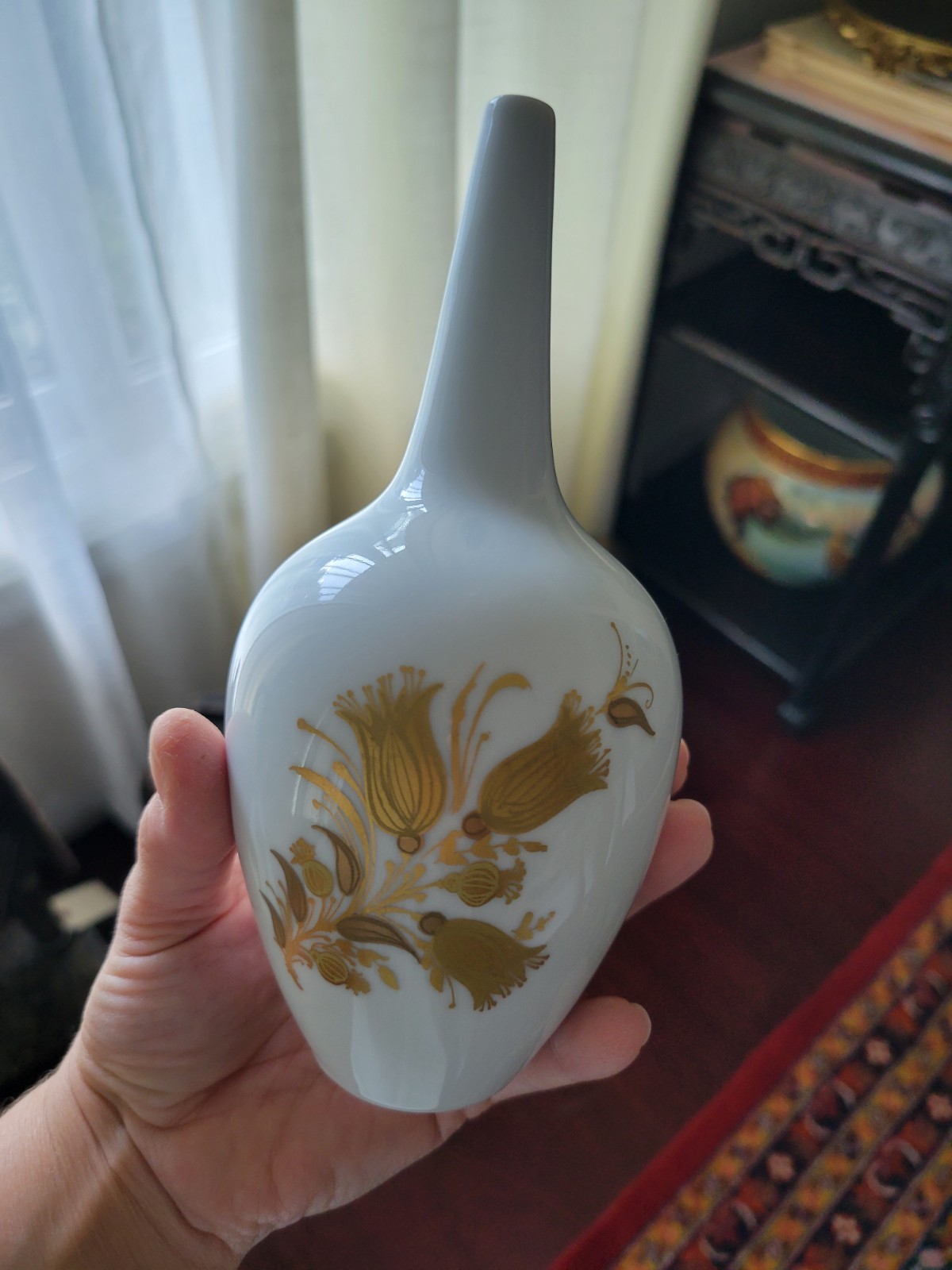 Excellent ~ Vintage 1950s MCM Gold White Rosenthal Vase Germany 1950s Porcelain