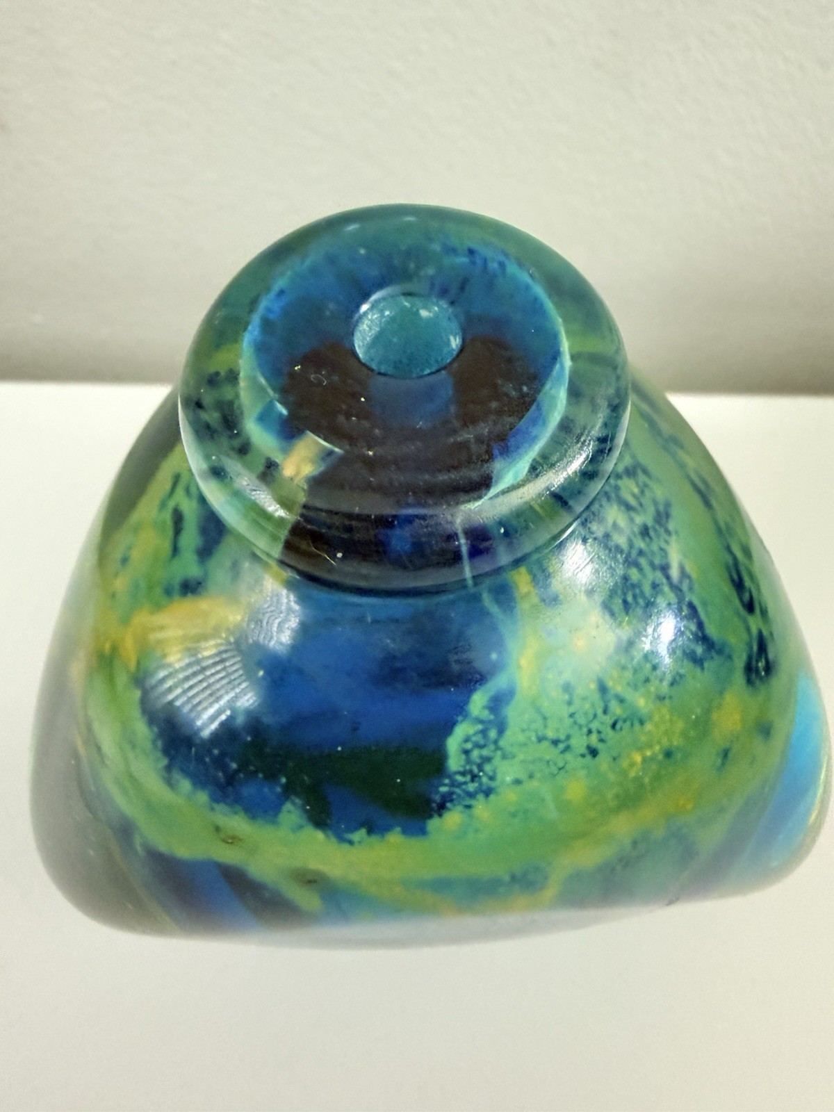 Mdina Michael Harris Sand & Sea 3 Sided Perfume Scent Bottle/Vase Blue/Gold EUC