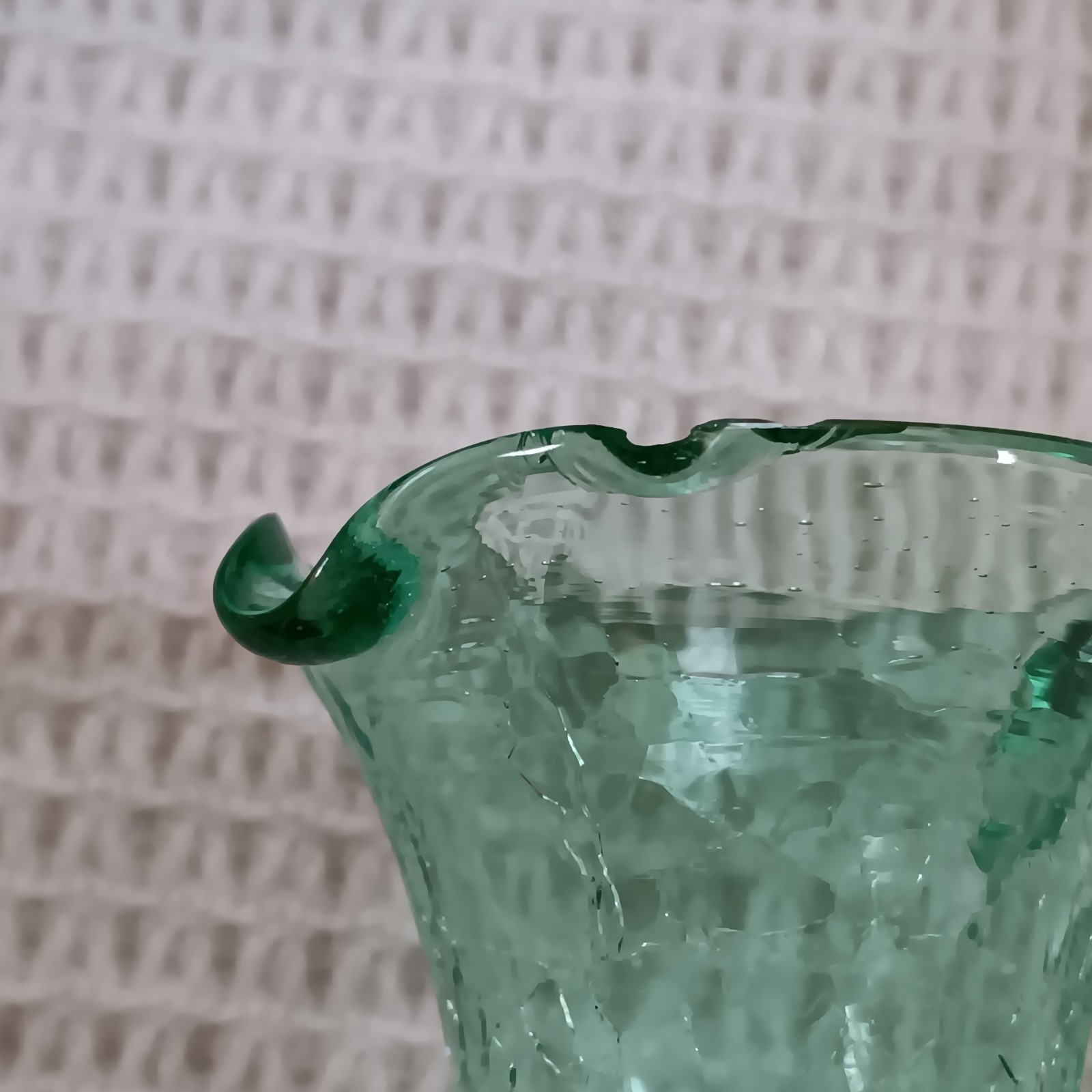 Vtg. Crackle & Textured Glass Pitchers Vase Hand Blown Mini Set Of 5
