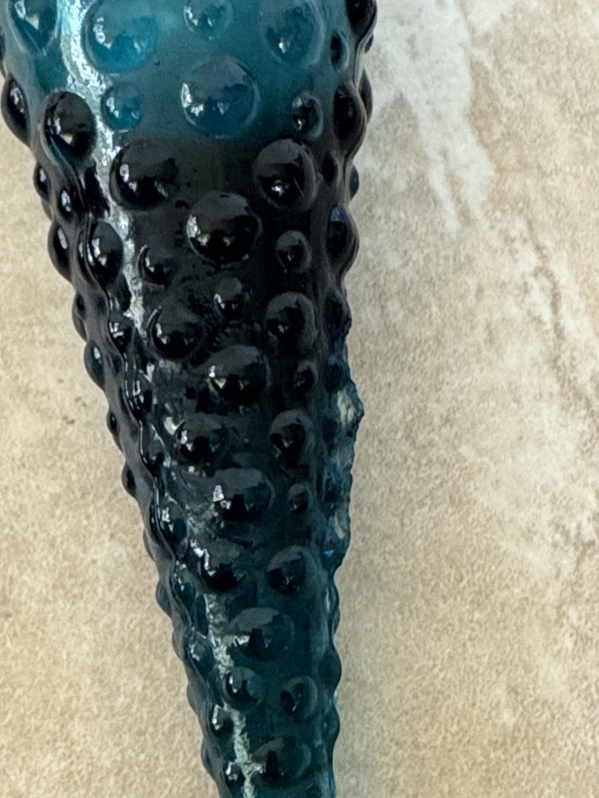 Empoli Blue Teal Hobnail Glass Bottle Stopper 7.5” tall